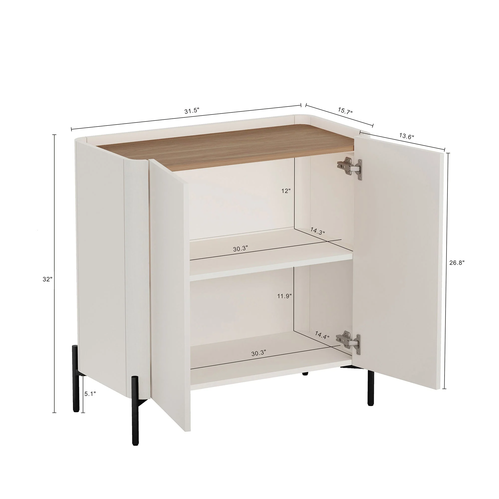 2-Piece Abbey Accent Cabinet and Bookcase in Maple and Off White - Image 2