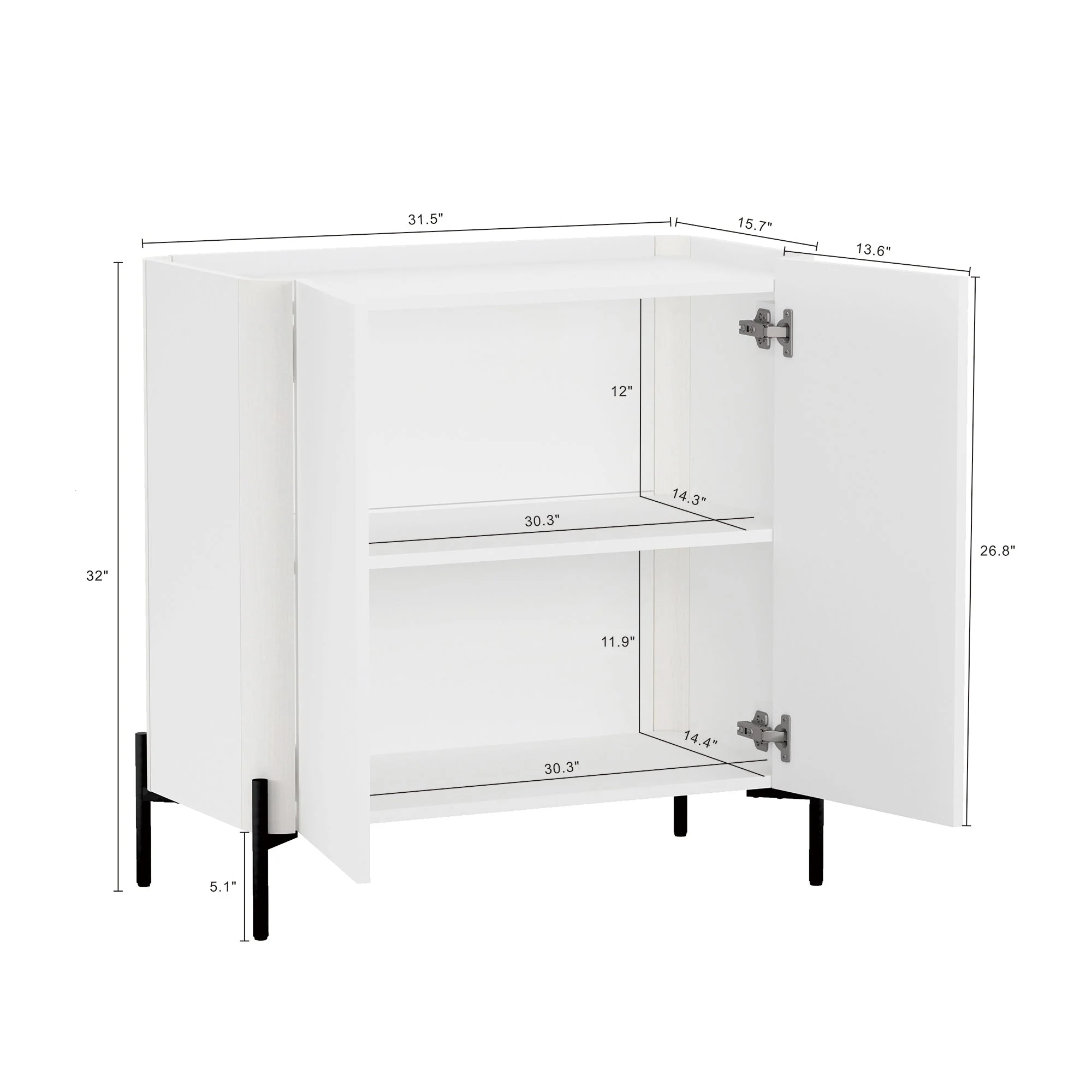2-Piece Abbey Accent Cabinet and Bookcase in White - Image 2