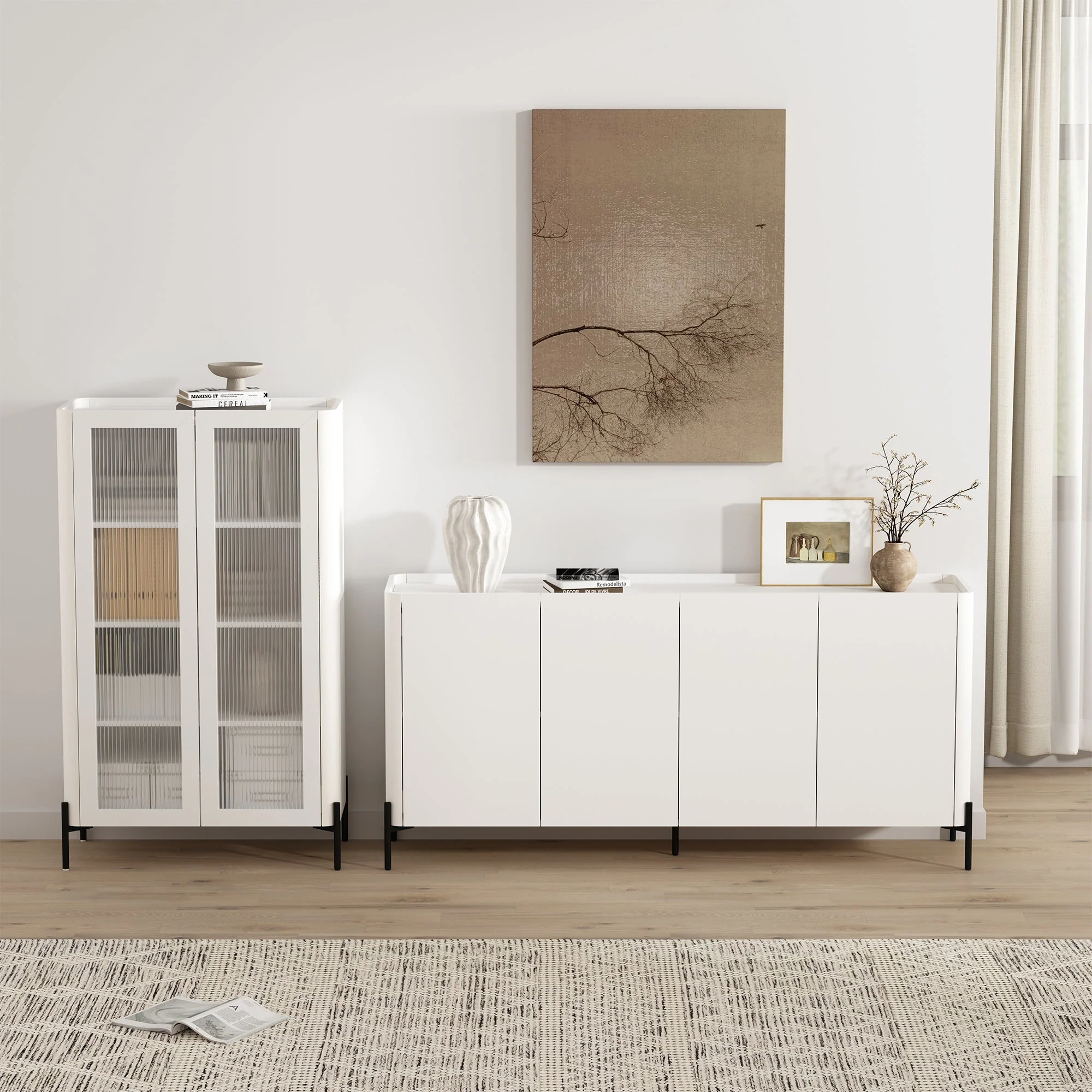 2-Piece Abbey Bookcase and Sideboard in White - Image 2