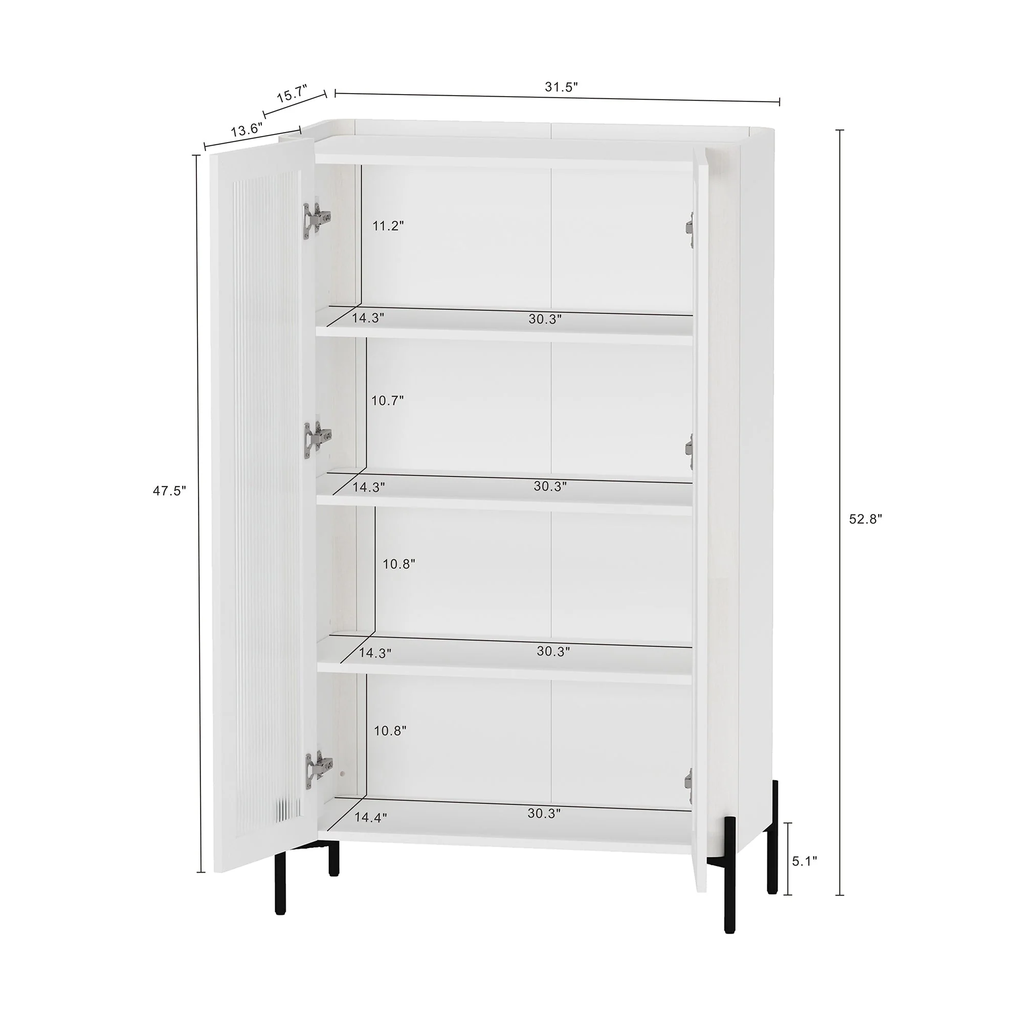 2-Piece Abbey Bookcase and Sideboard in White - Image 3