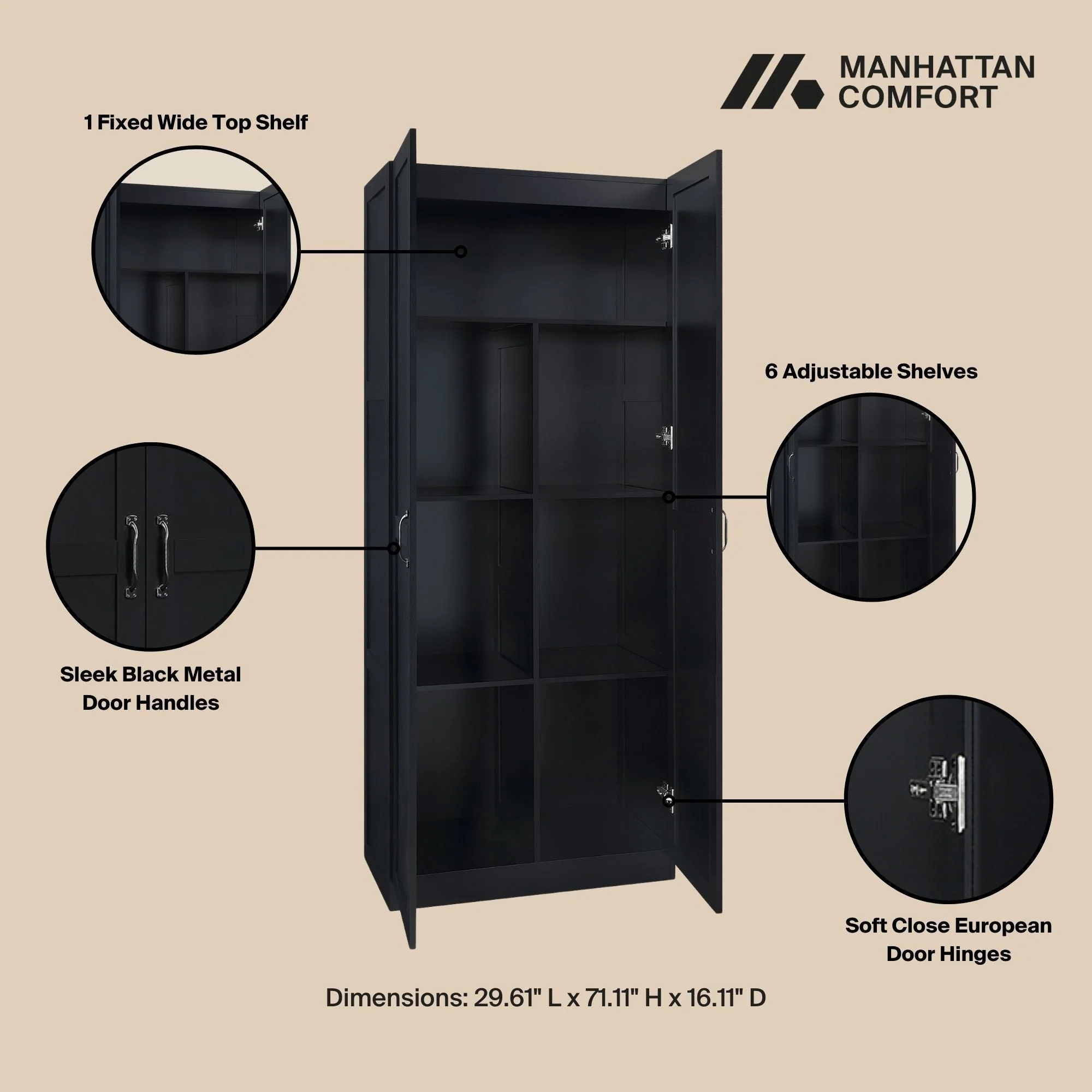 2-Piece Cornelia Storage Closet 1.0 and 2.0 in Black - Image 4