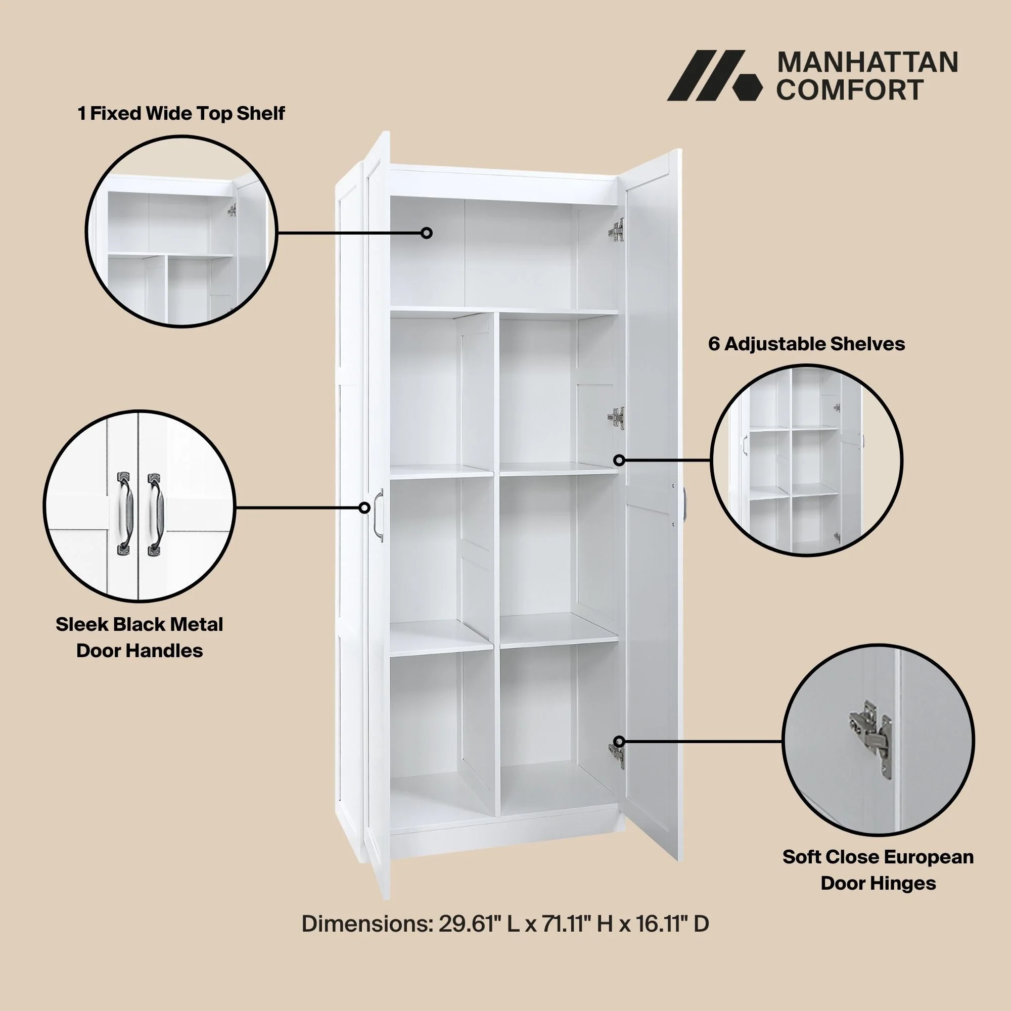 2-Piece Cornelia Storage Closet 1.0 and 2.0 in White - Image 4