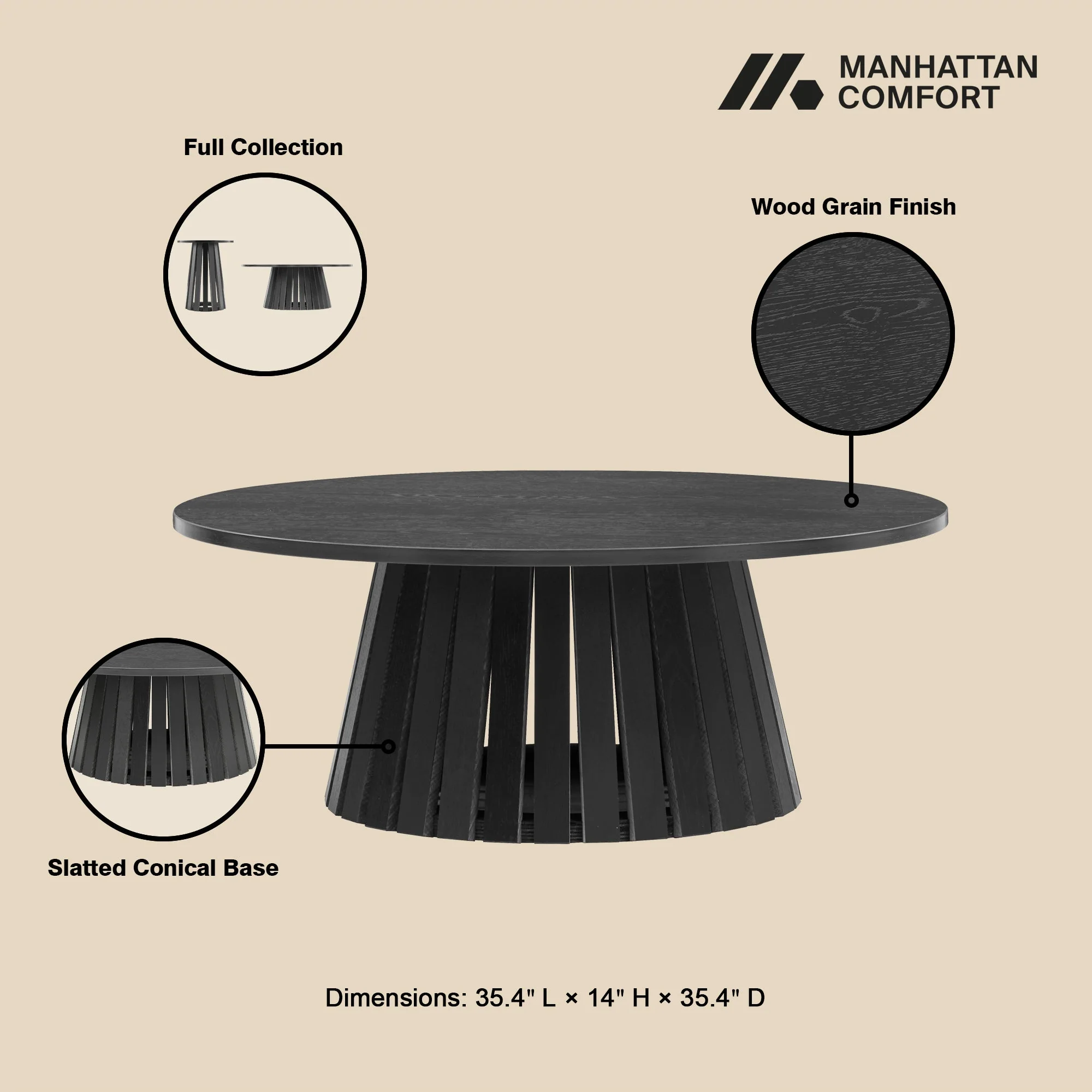 2-Piece Layla Coffee and End Table in Black - Image 4