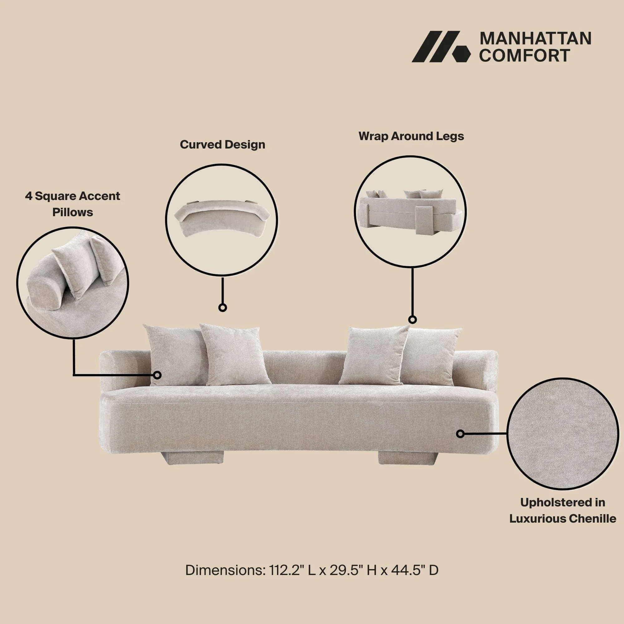 2-Piece Verandah 112" XL Sofa and Accent Chair in Beige - Image 6