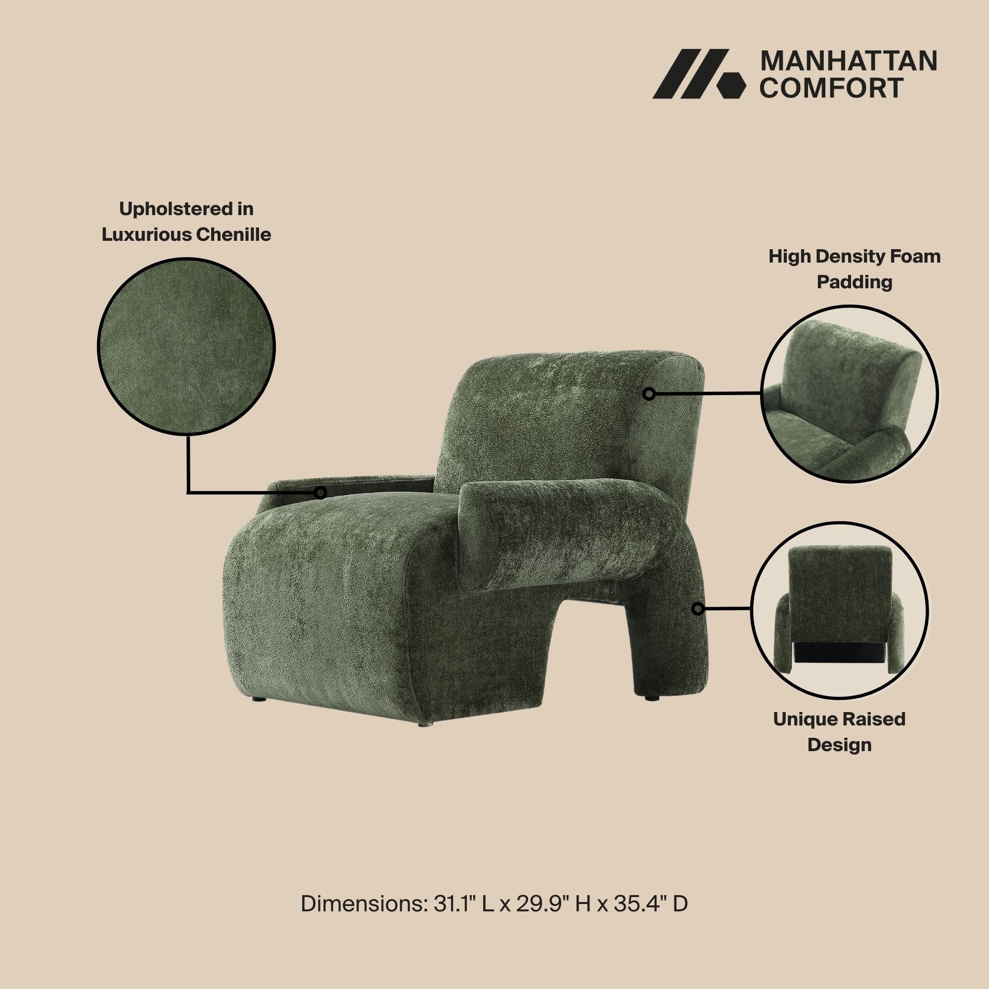 2-Piece Verandah 112" XL Sofa and Accent Chair in Olive Green - Image 4