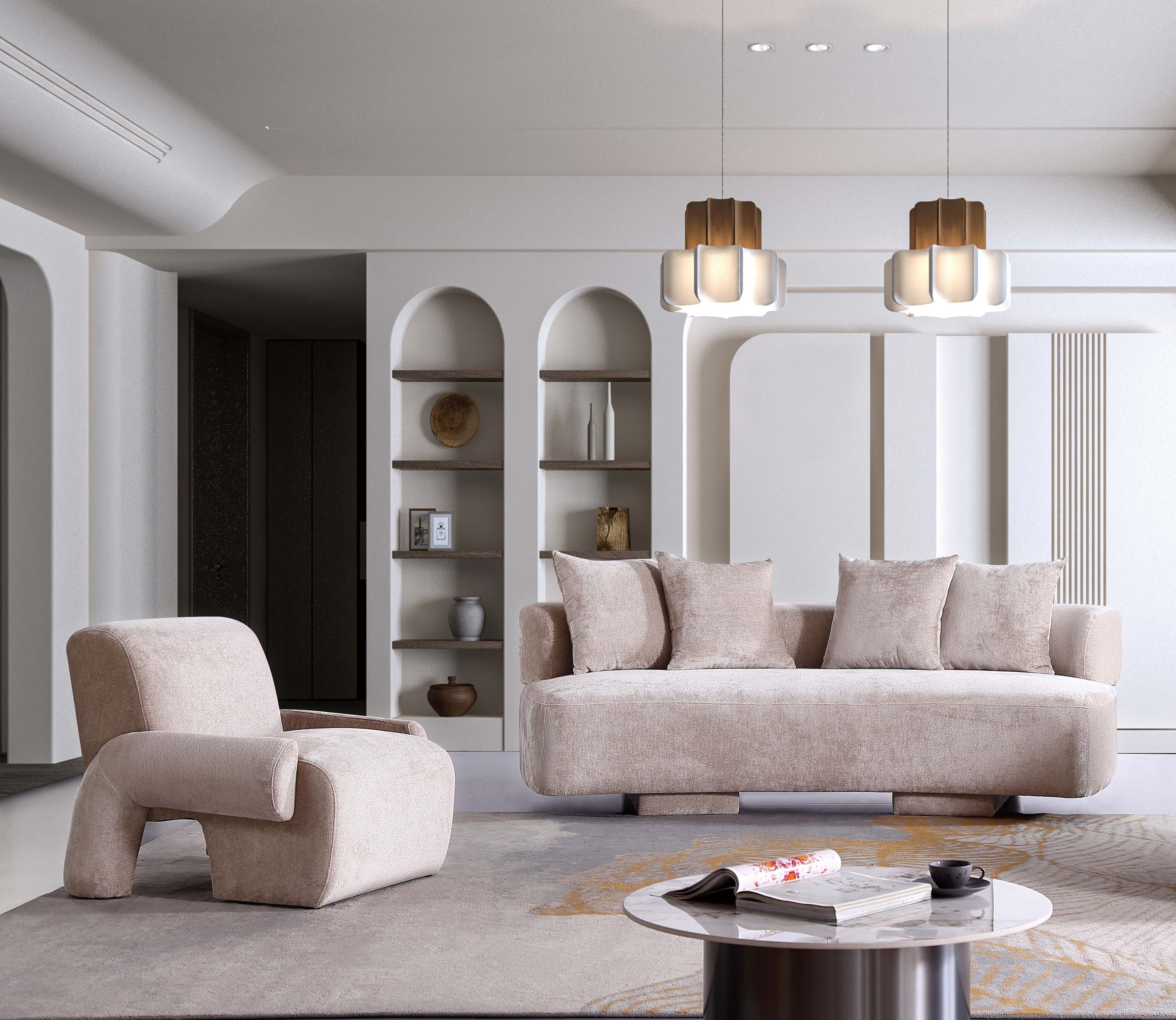 2-Piece Verandah 90.6" Sofa and Accent Chair in Beige - Image 2