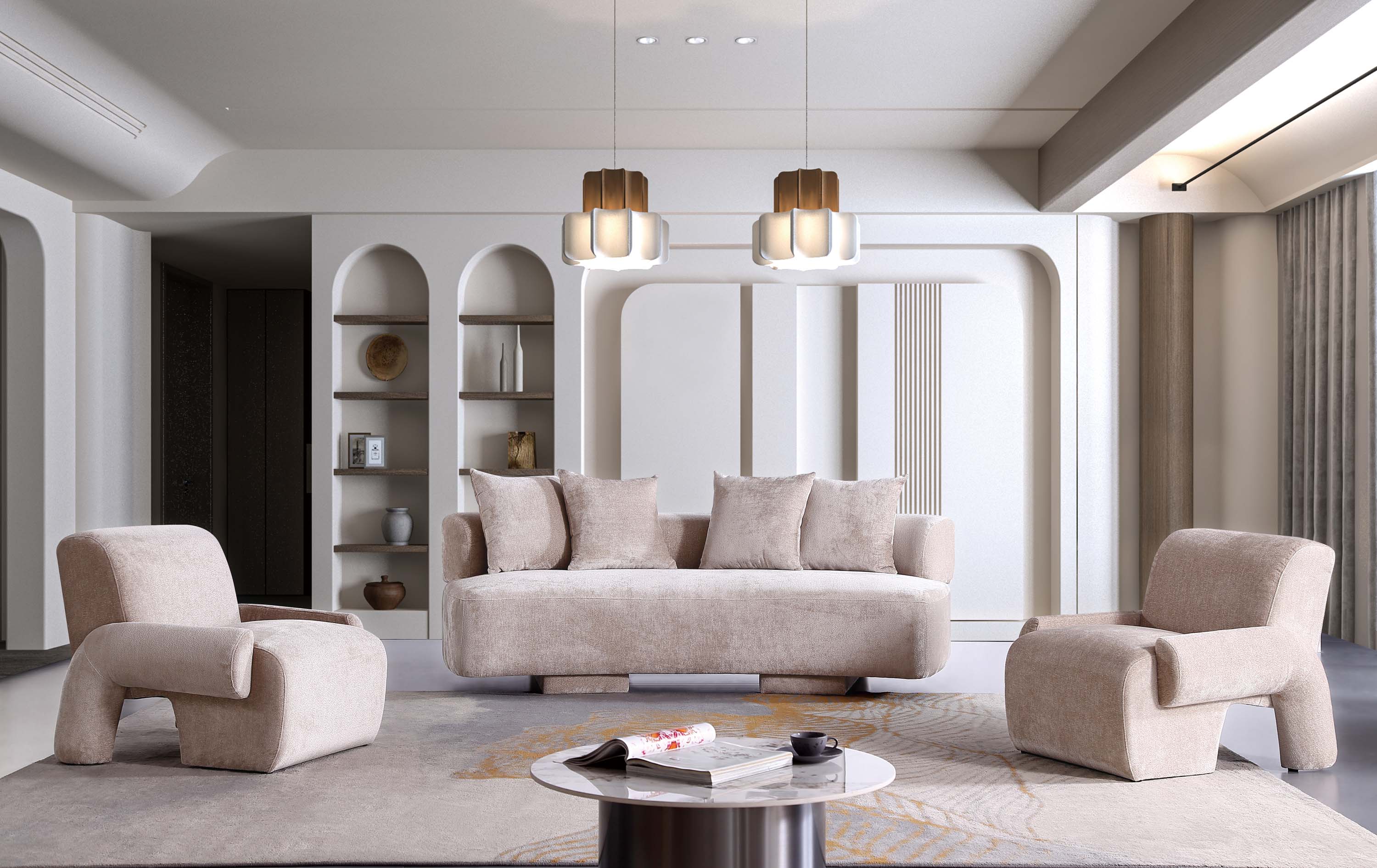 3-Piece Verandah 90.6" Sofa and 2 Accent Chairs in Beige - Image 2