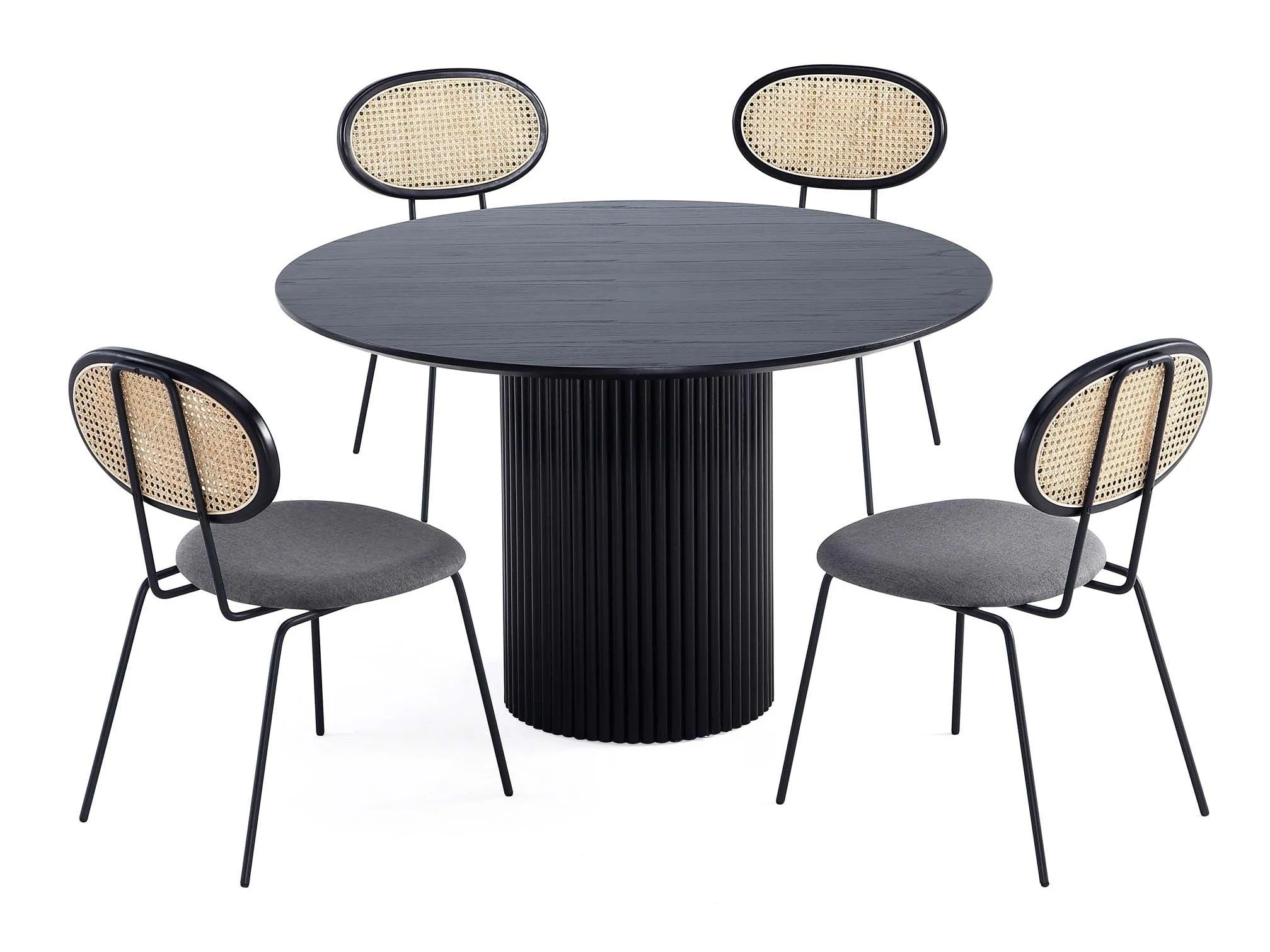 5-Piece Hathaway 47.24 Round Dining Set in Black with 4 Jardin Dining Chairs
