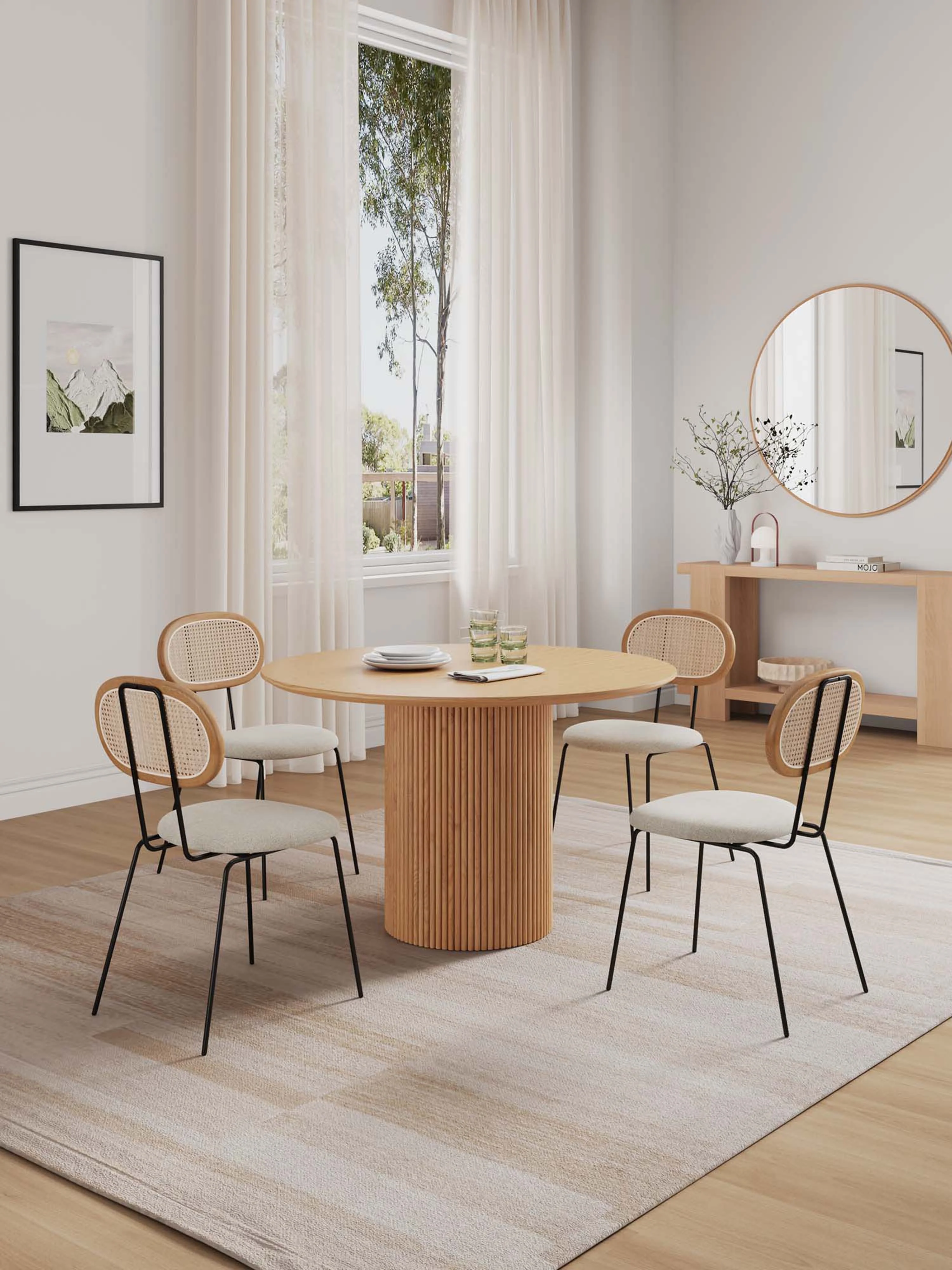 5-Piece Hathaway 47.24 Round Dining Set in Nature with 4 Jardin Dining Chairs - Image 2