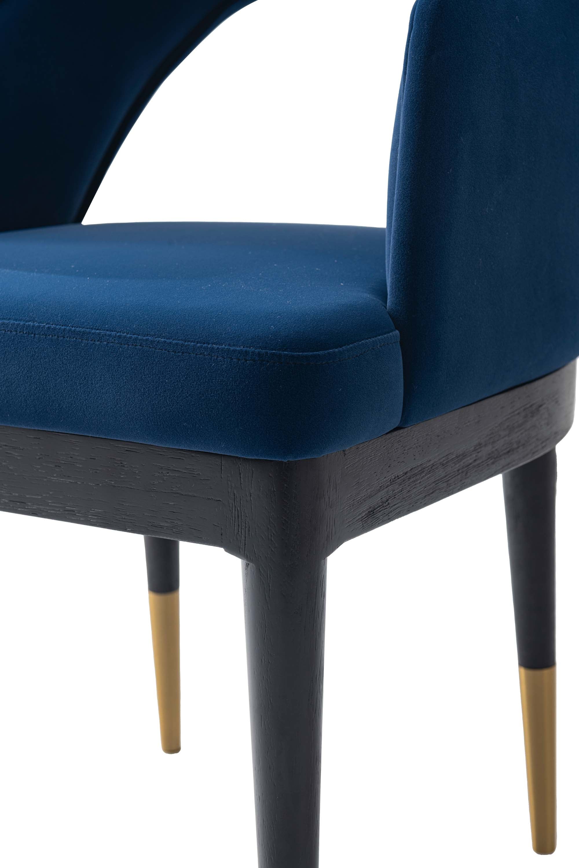 5-Piece Rockaway 70.86 Dining Set with 4 Carrington Chairs in Natural and Midnight Blue - Image 7