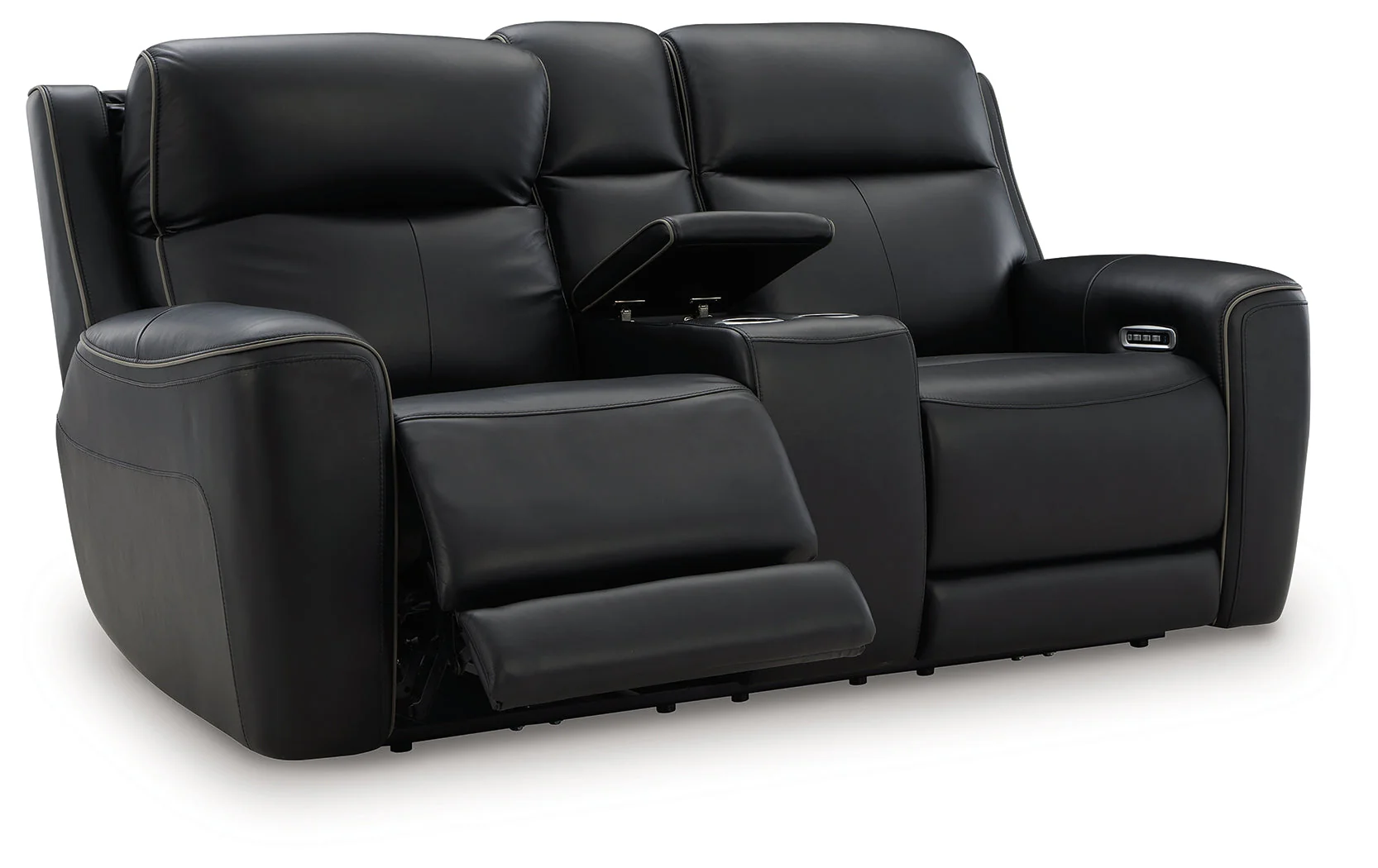 5Z-Relaxation Onyx  Dual Power Leather Reclining Loveseat with Console - Image 3