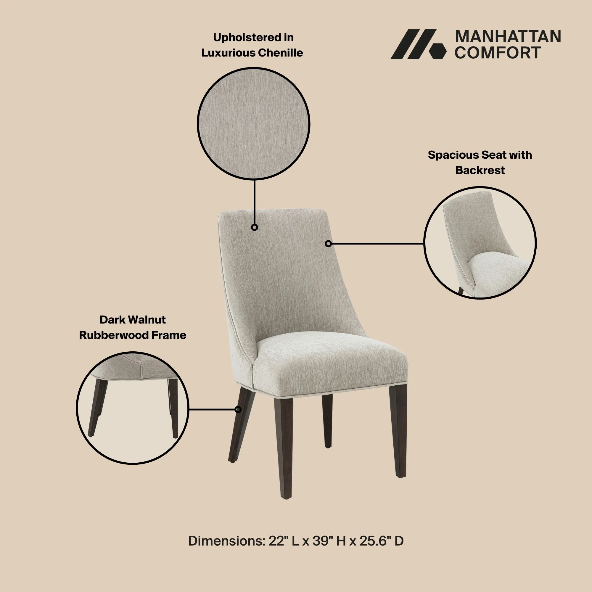 6-Piece Beever Dining Chair and Arm Chair in Taupe - Image 4