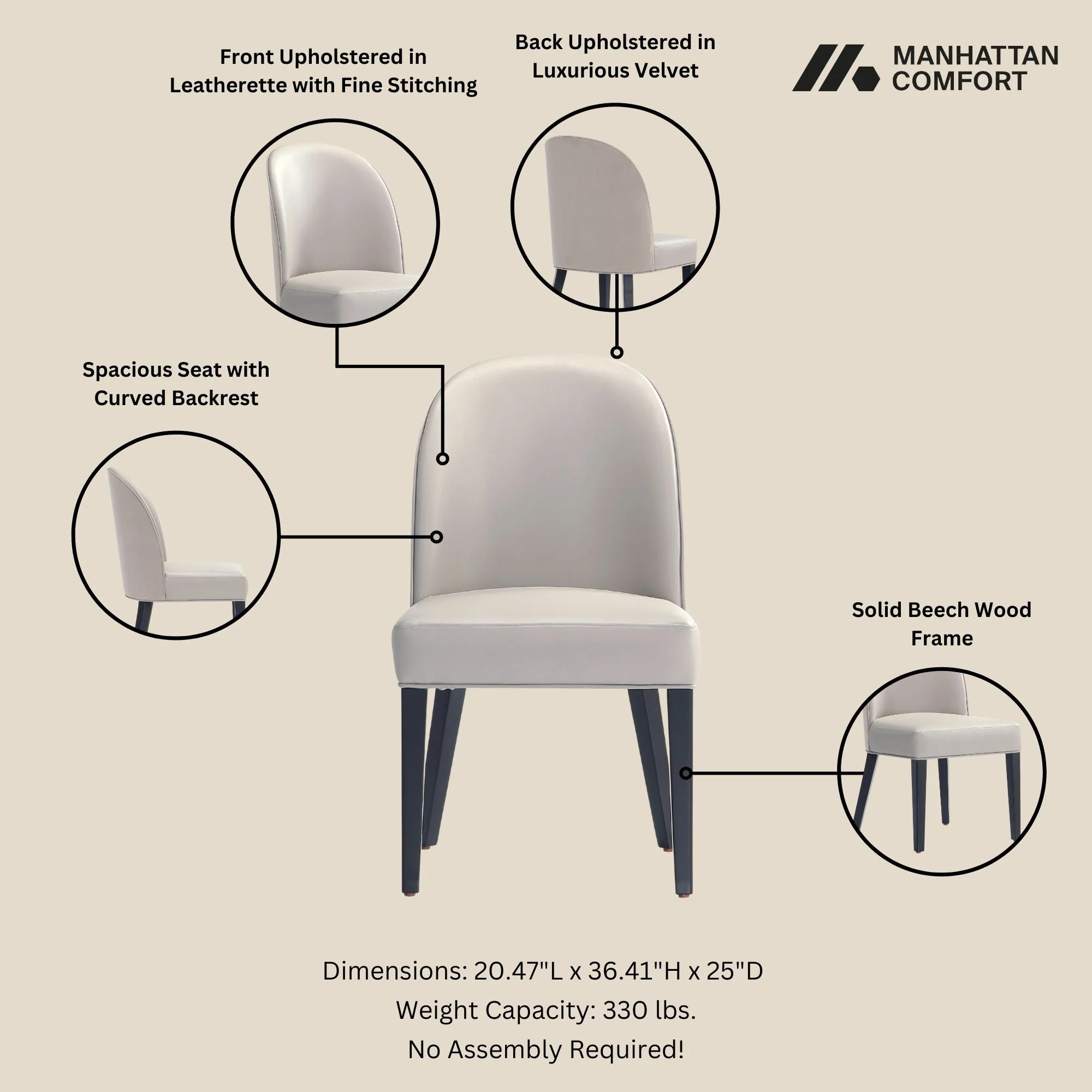 6-Piece Hillman Dining Chair and Arm Chair in Light Grey - Image 4