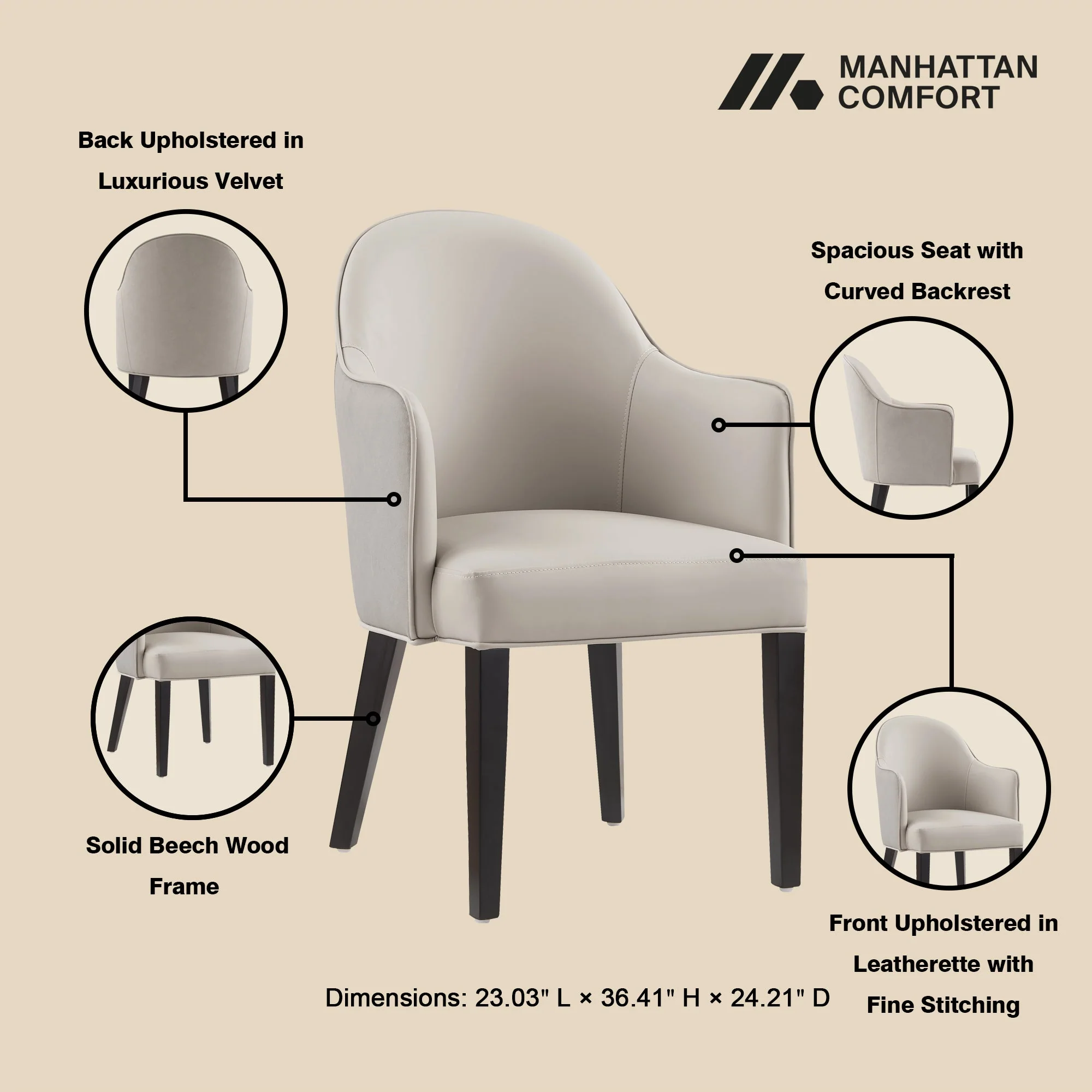 6-Piece Hillman Dining Chair and Arm Chair in Light Grey - Image 6