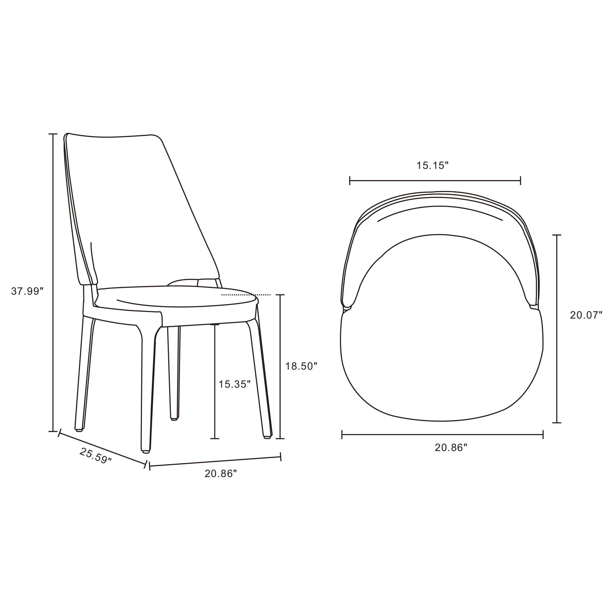 6-Piece Kara Dining Side and Arm Chairs in Blue - Image 4