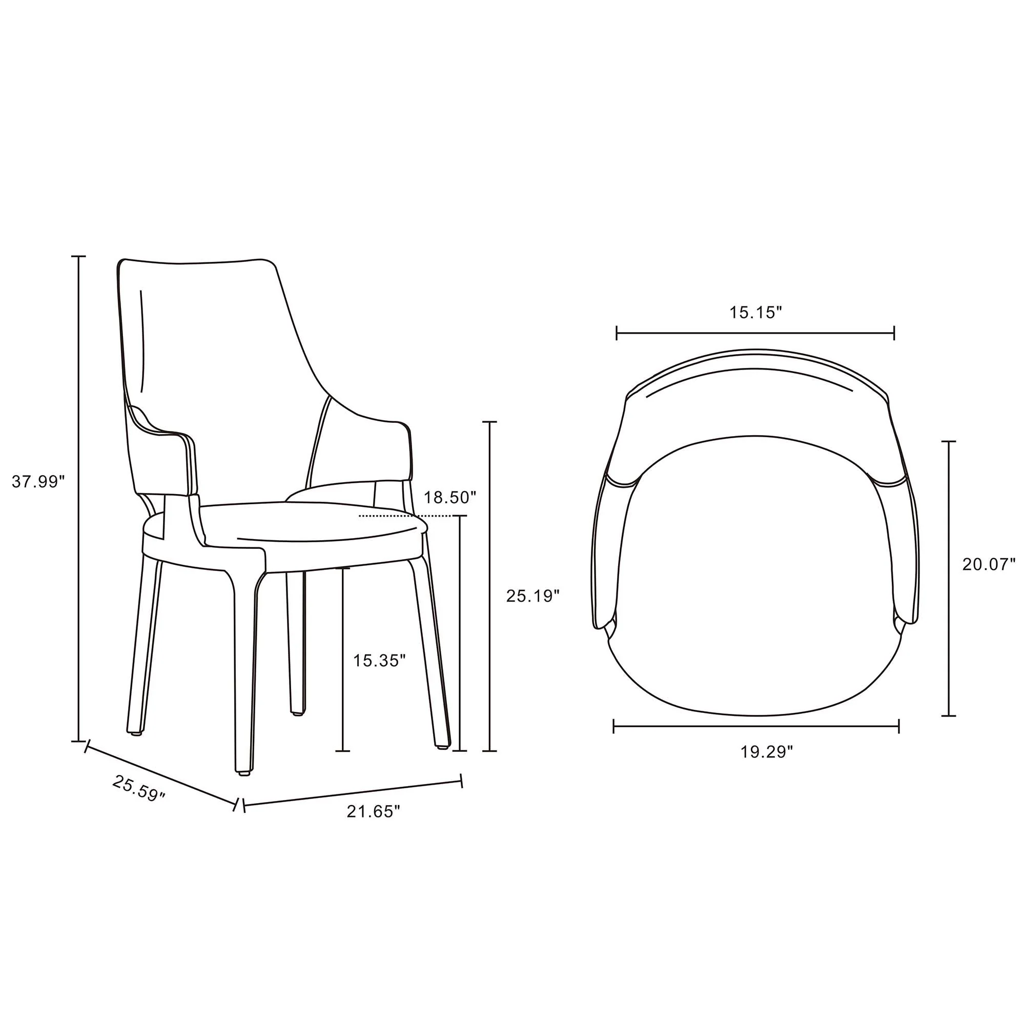 6-Piece Kara Dining Side and Arm Chairs in Light Grey - Image 3