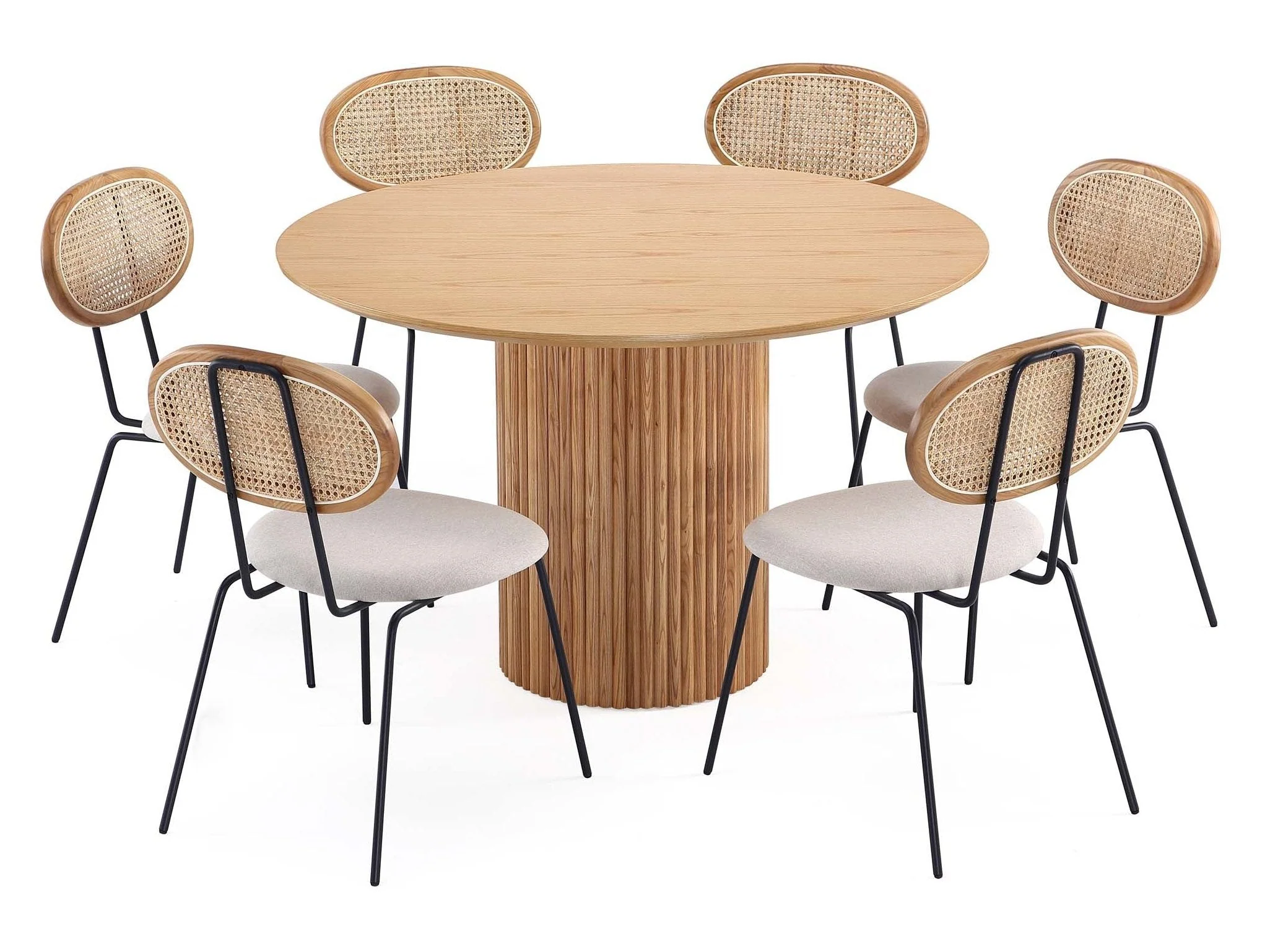 7-Piece Hathaway 59.05 Round Dining Set in Nature with 6 Jardin Dining Chairs