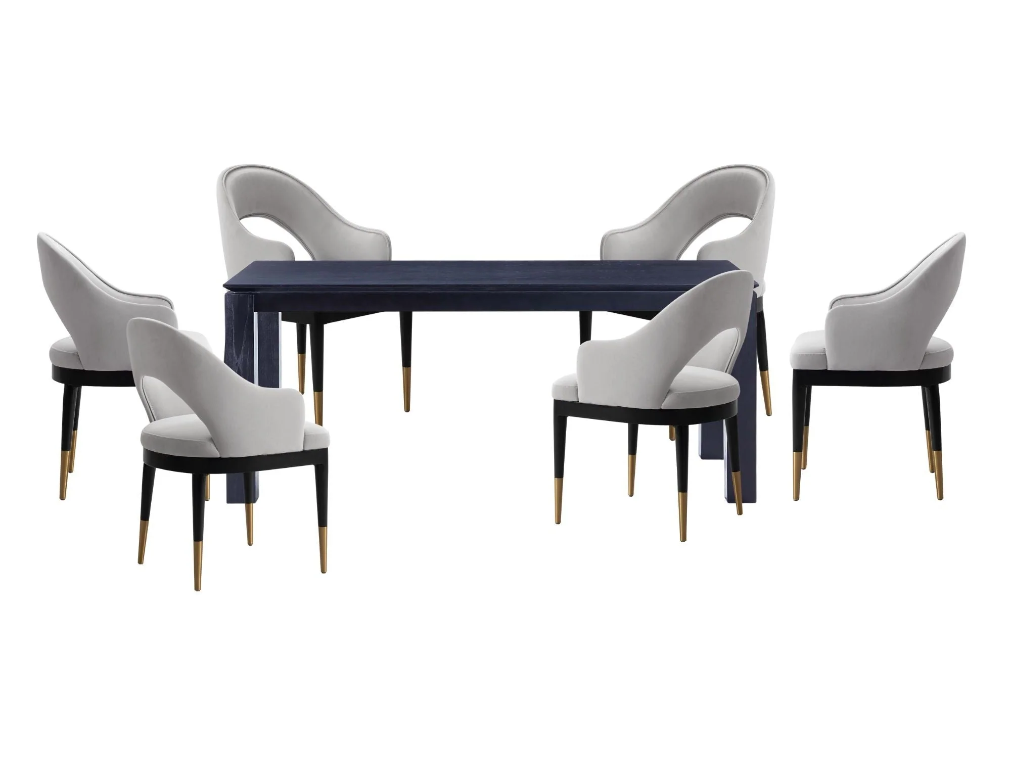 7-PieceRockaway 70.86 Dining Set with 6 Carrington Chairs in Black and Light Grey