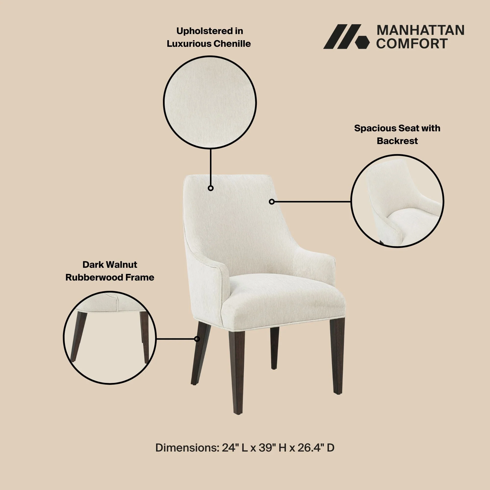 8-Piece Beever Dining Chair and Arm Chair in Cream - Image 6