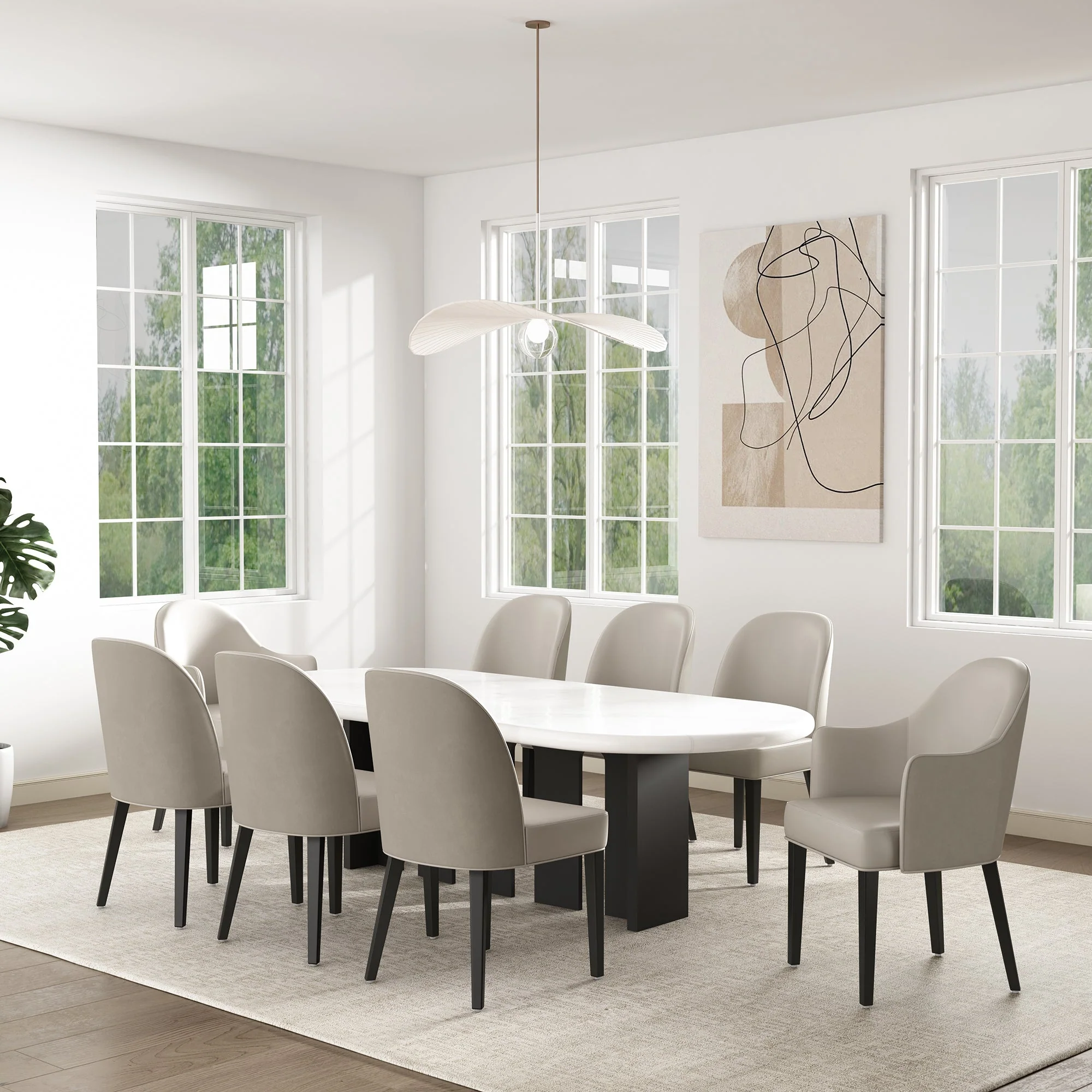8-Piece Hillman Dining Chair and Arm Chair in Light Grey - Image 2