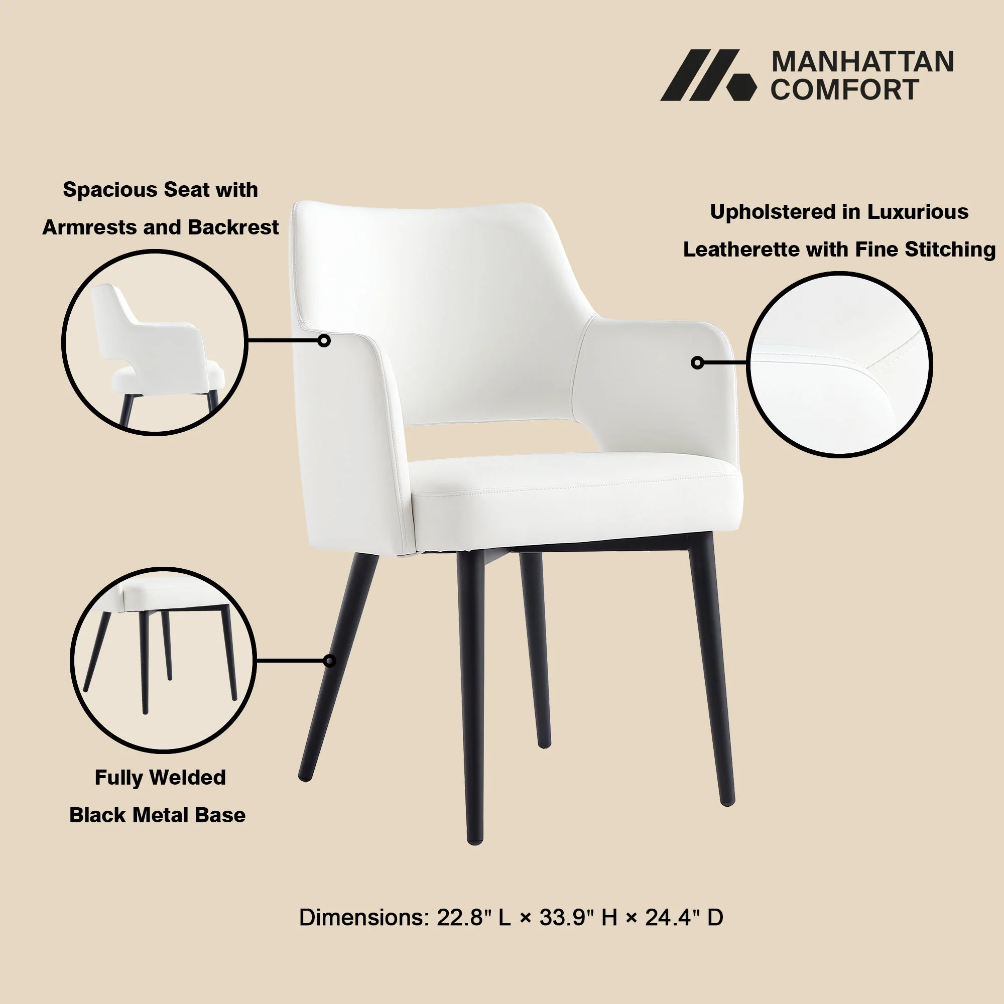 8-Piece Tremont Dining Chair in White - Image 6