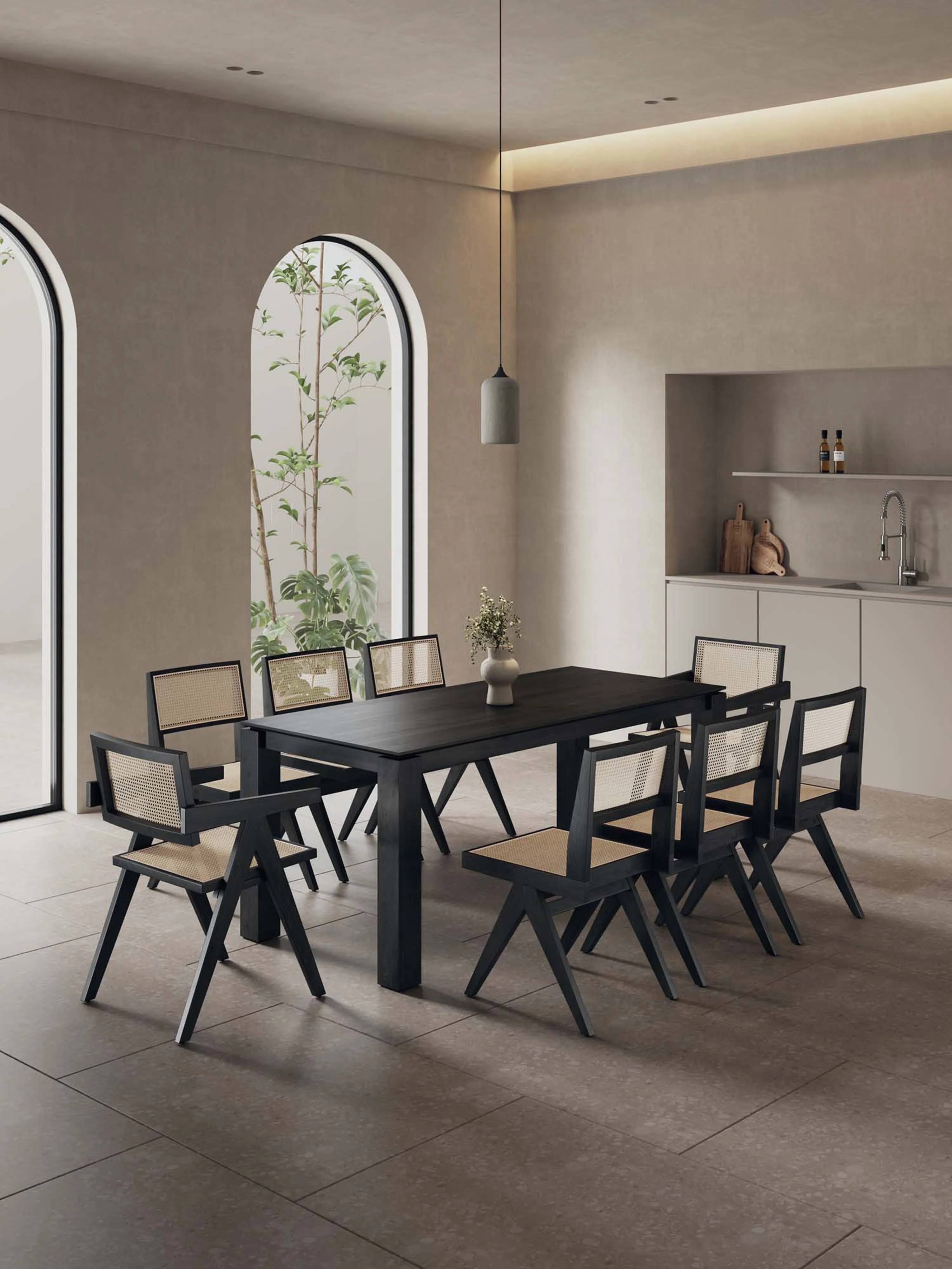 9-Piece Rockaway 70.86 Dining Set in Black with 8 Hamlet Side and Arm Chairs - Image 2