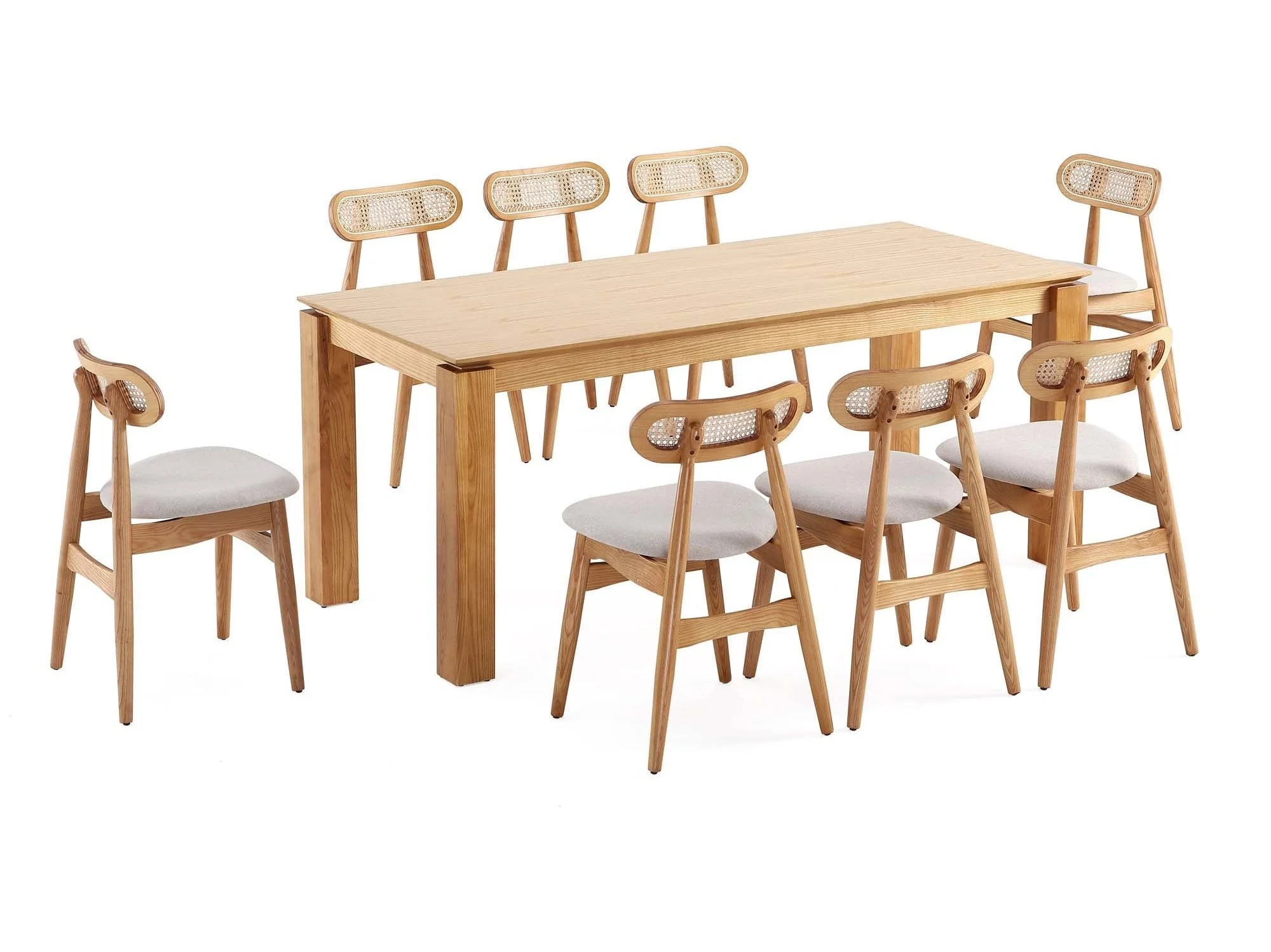 9-Piece Rockaway 70.86 Dining Set in Nature with 8 Colbert Dining Chairs