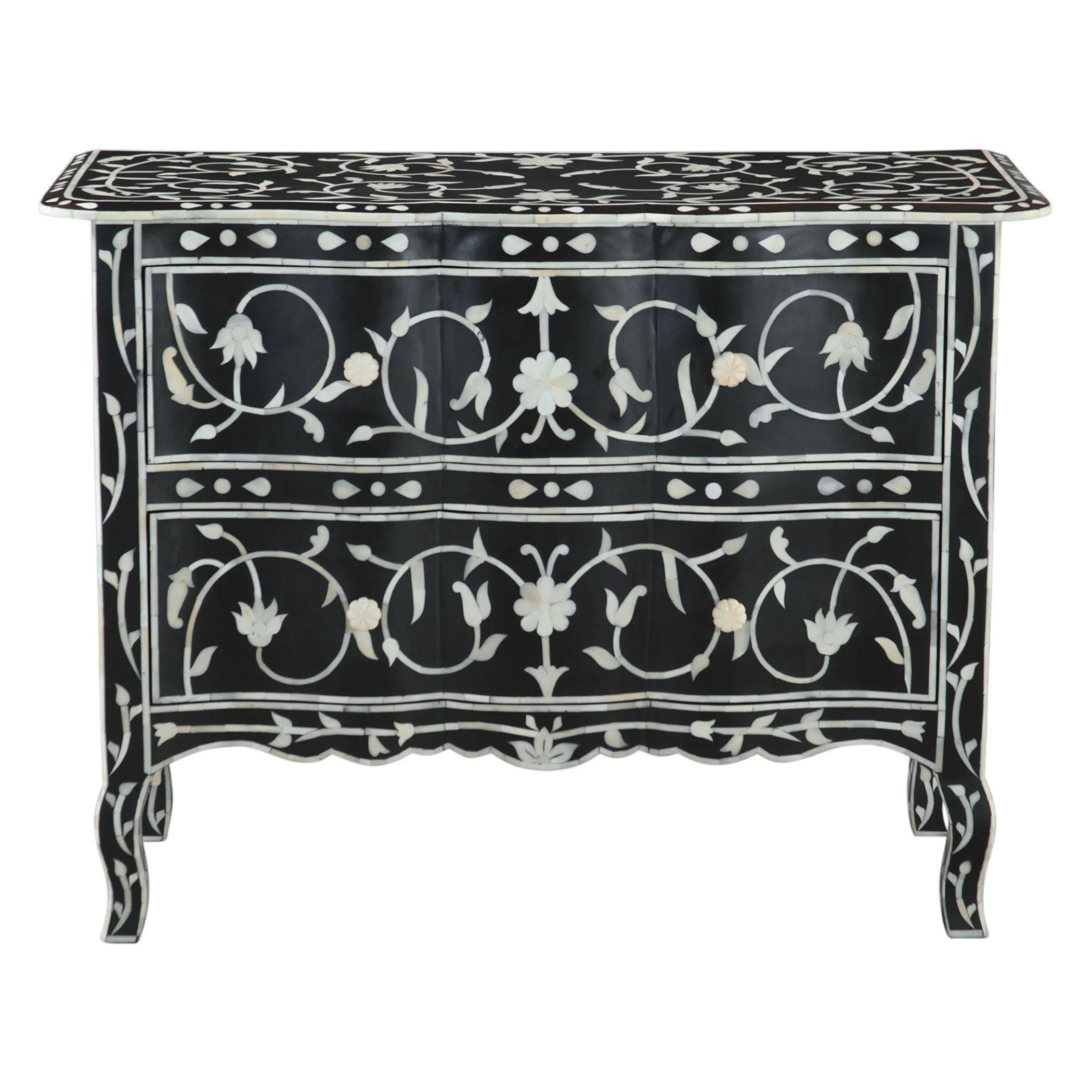 Fleur 42" Two Drawer Chest with Floral Horn Inlay - Image 7