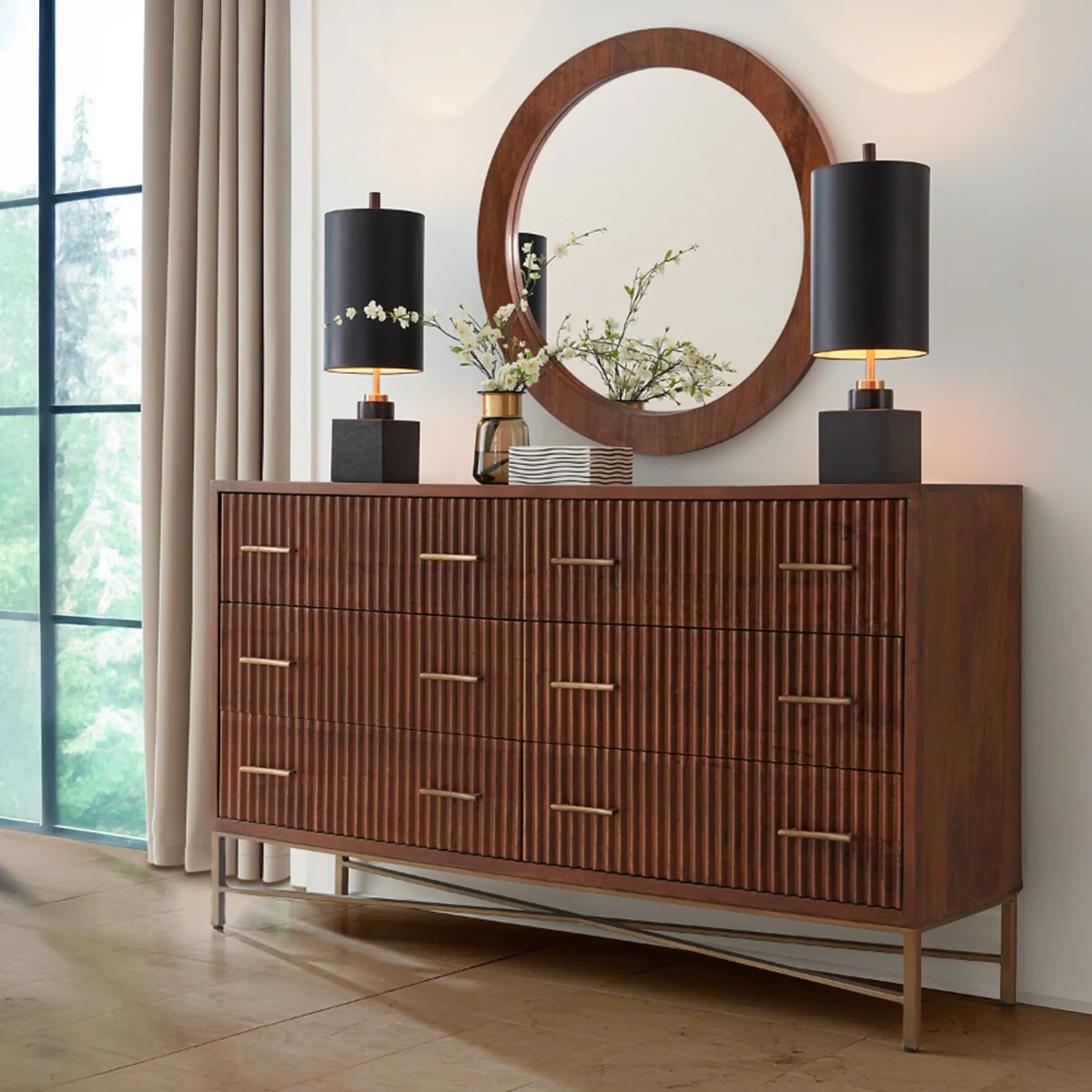 Cosmopolitan 69" Six Drawer Dresser in Honey Brown - Image 8