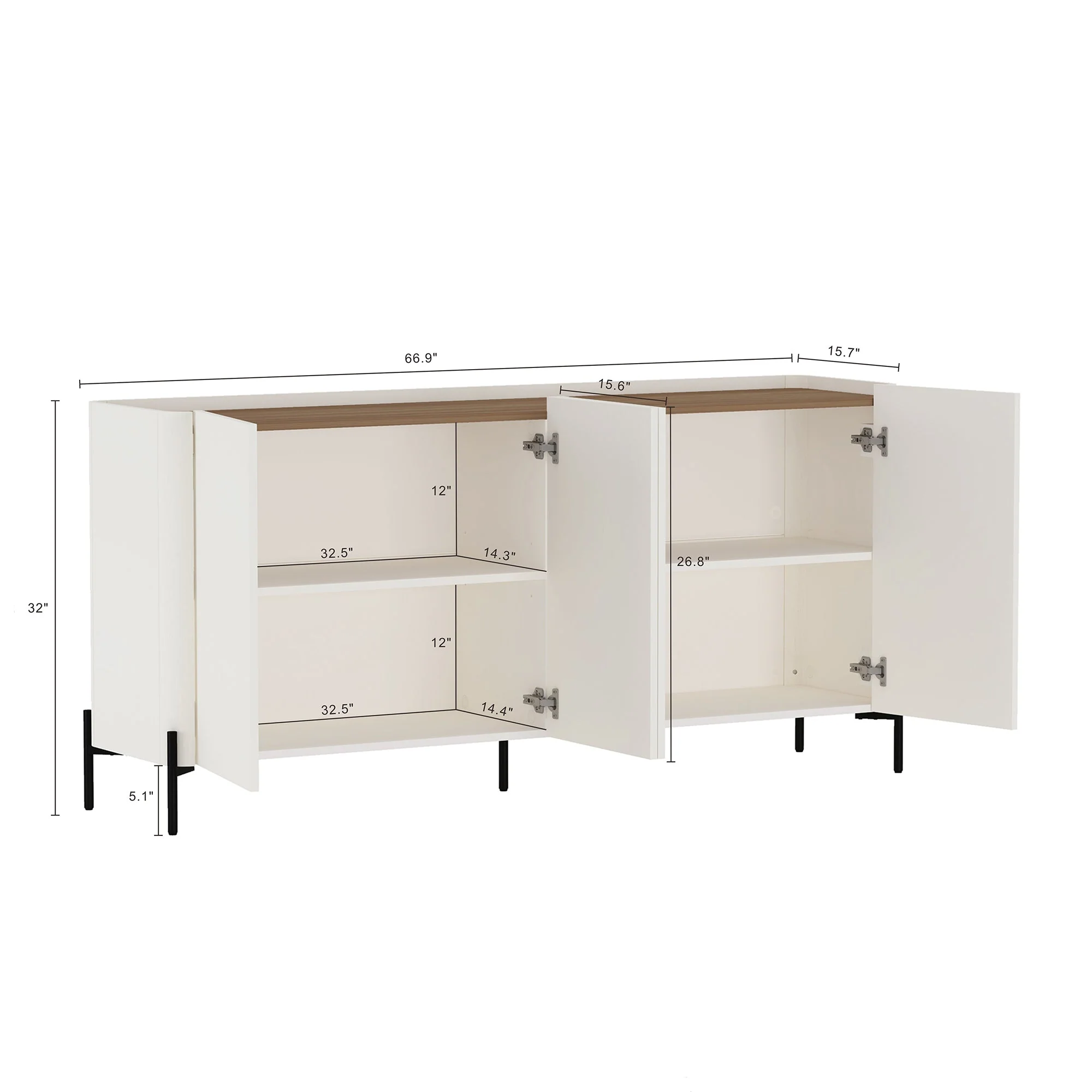 Abbey 66.9" Sideboard in Maple and Off White - Image 3