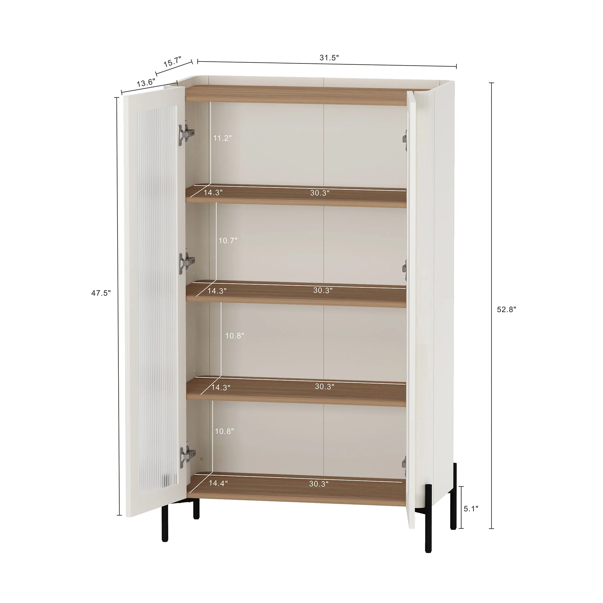 Abbey Décor Glass Cabinet in Maple and Off White (set of 2) - Image 2