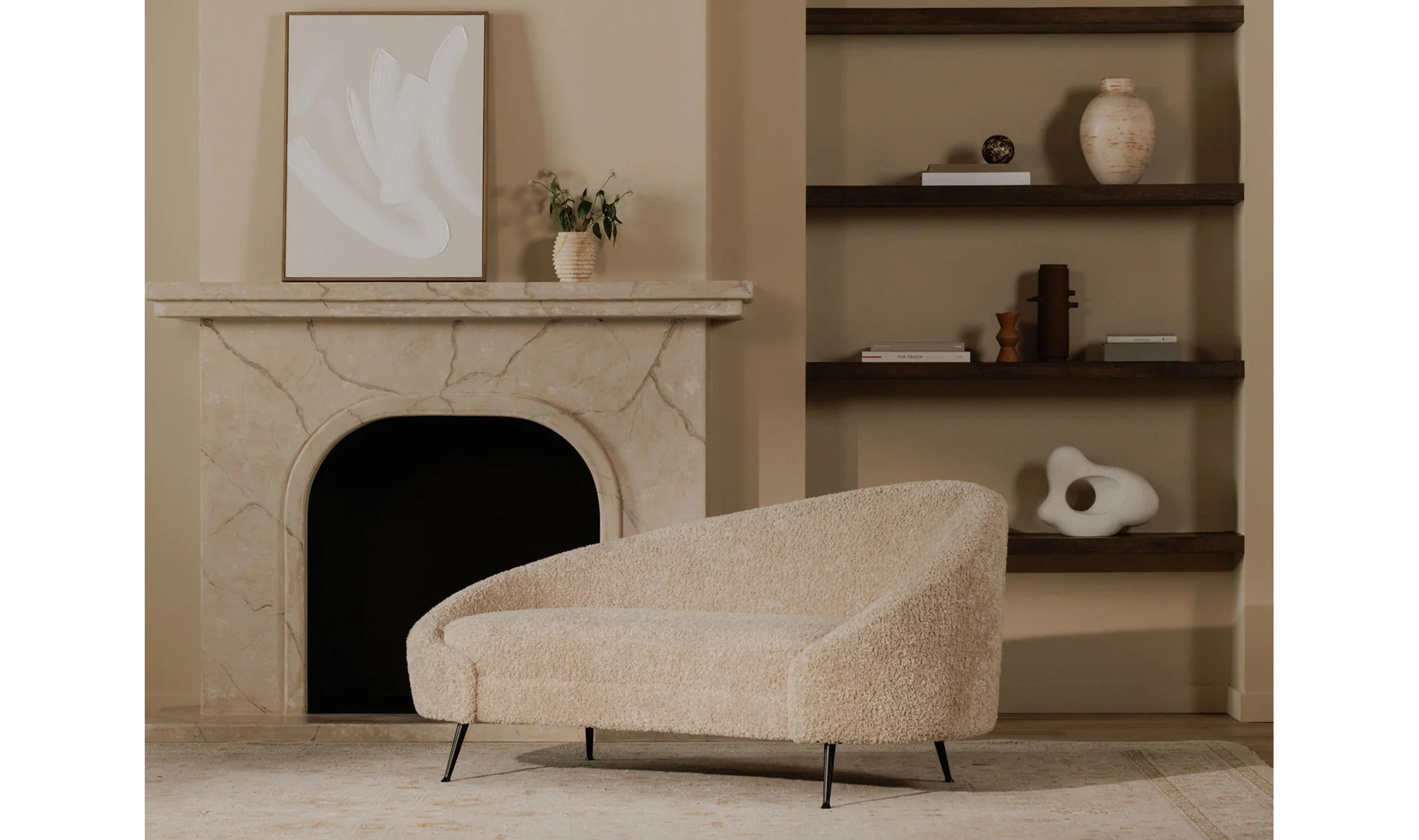 Abigail Chaise Light Brown Faux Shearling - Image 6