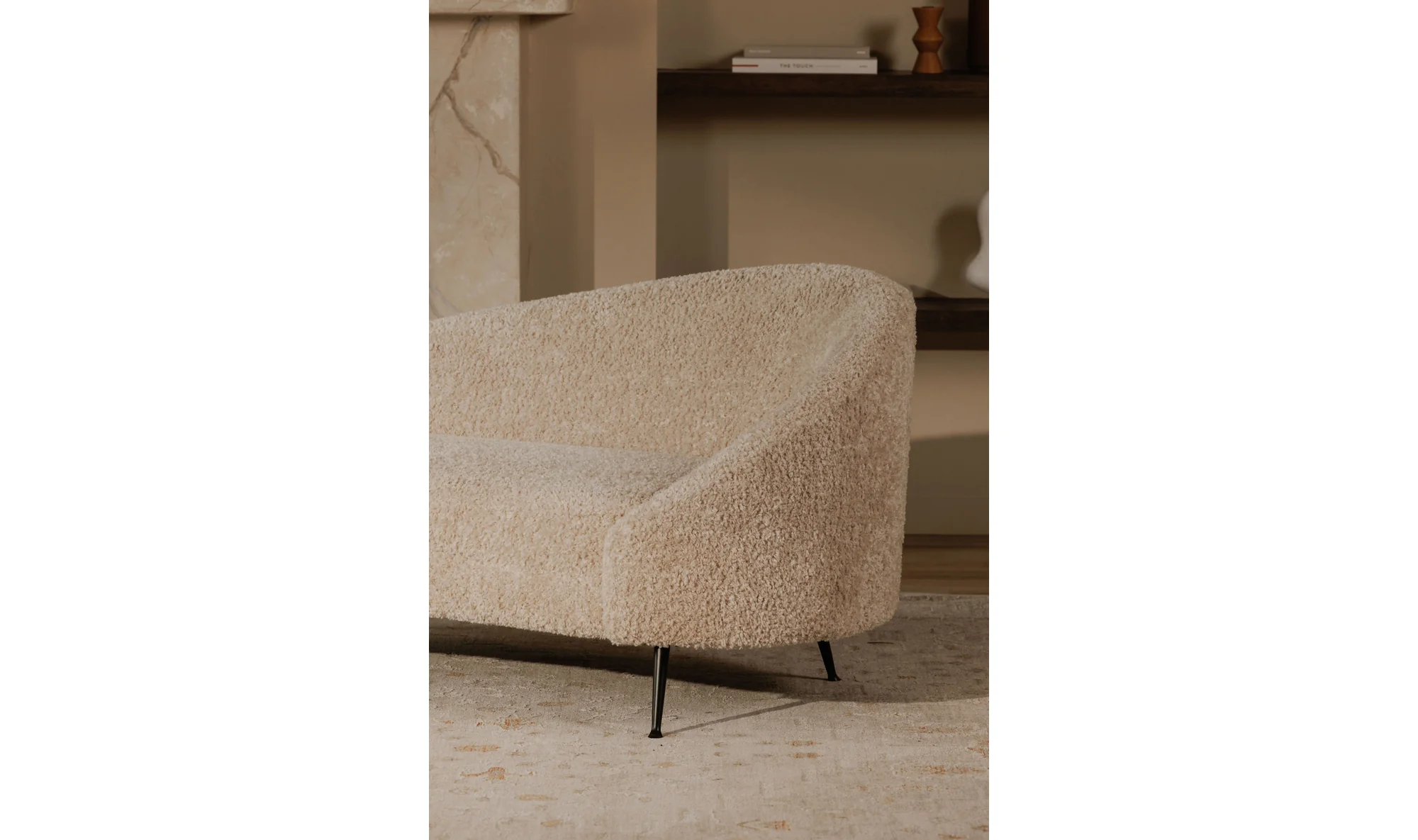 Abigail Chaise Light Brown Faux Shearling - Image 7