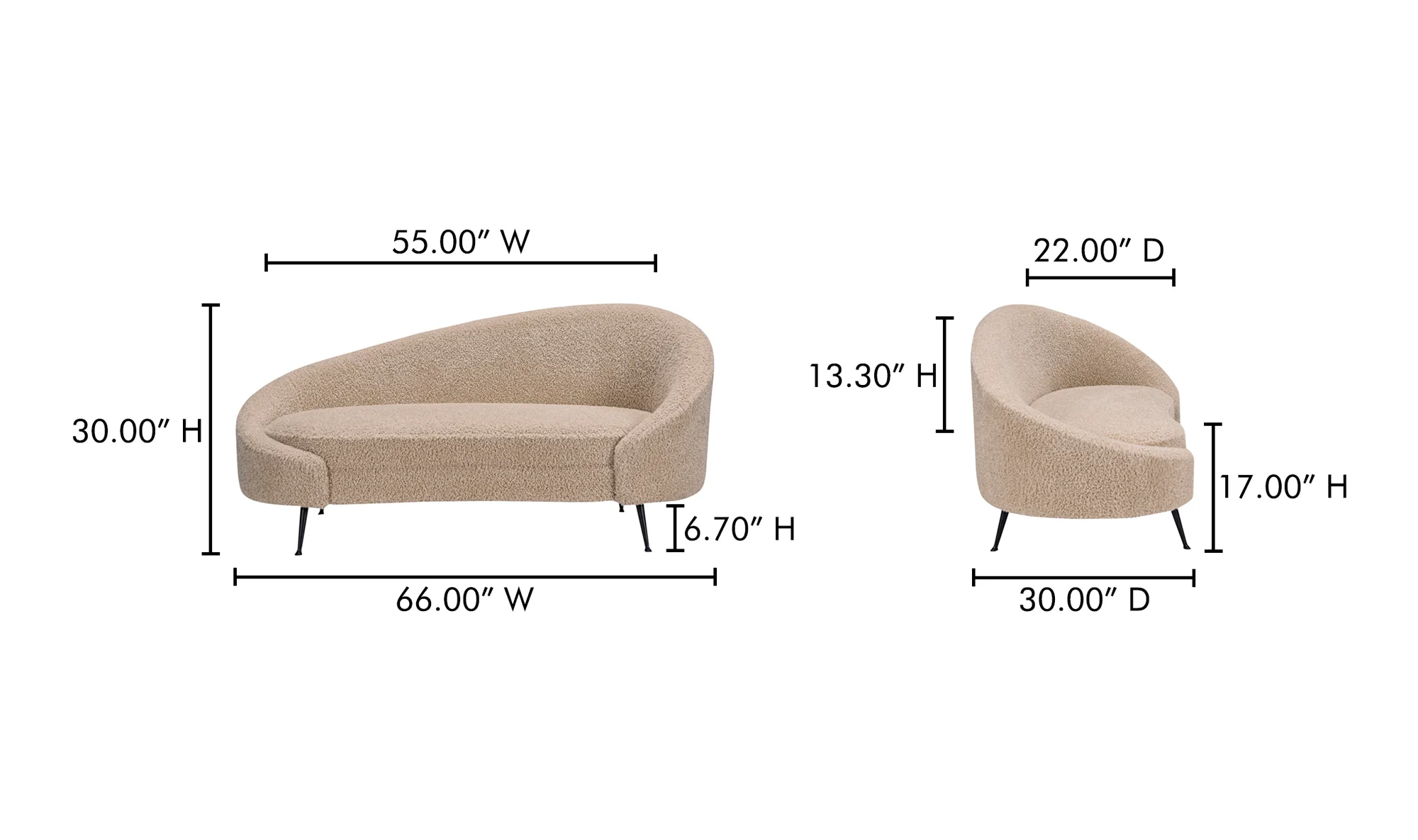 Abigail Chaise Light Brown Faux Shearling - Image 9
