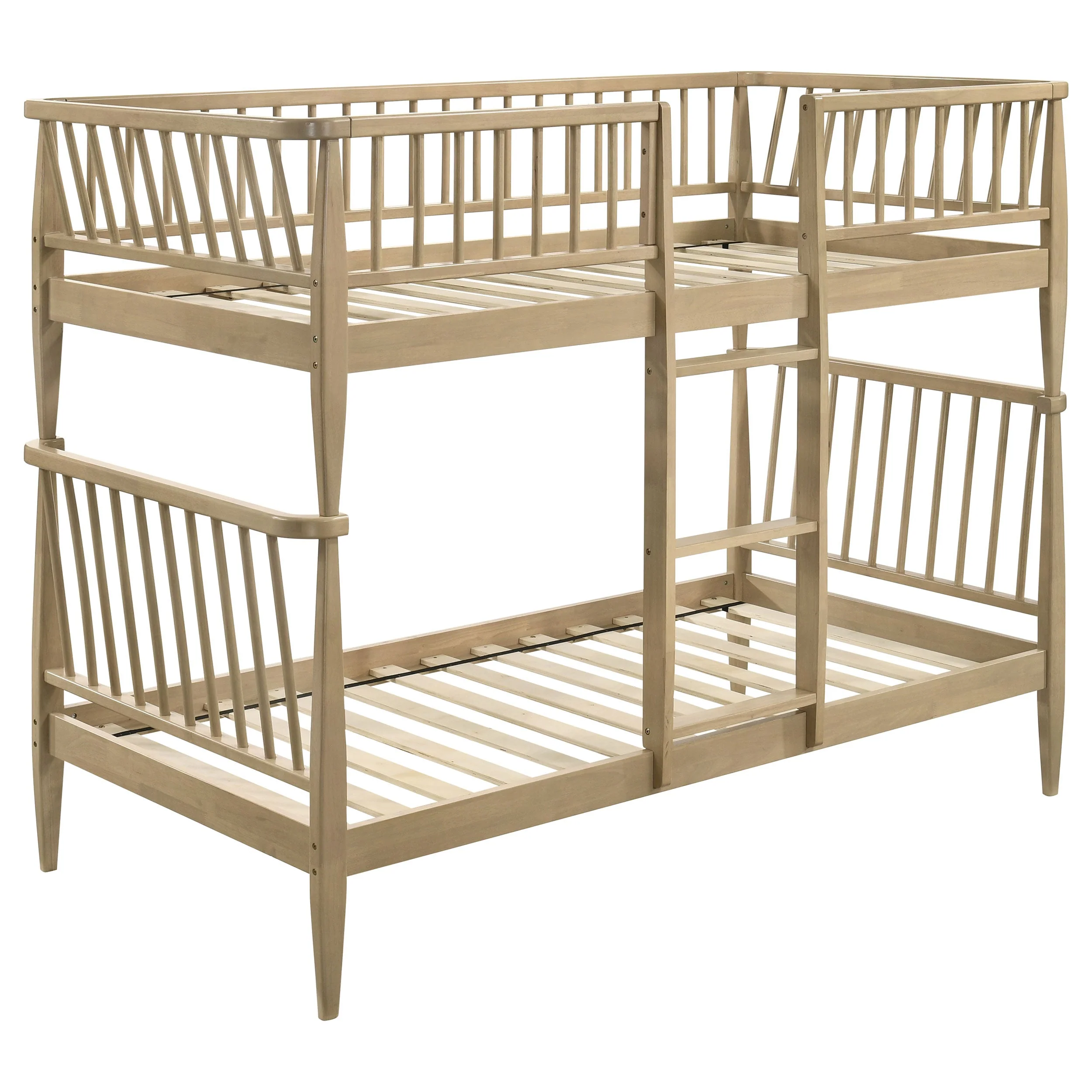 Abram Almond Windsor Twin Over Twin Wood Bunk Bed with Ladder - Image 2