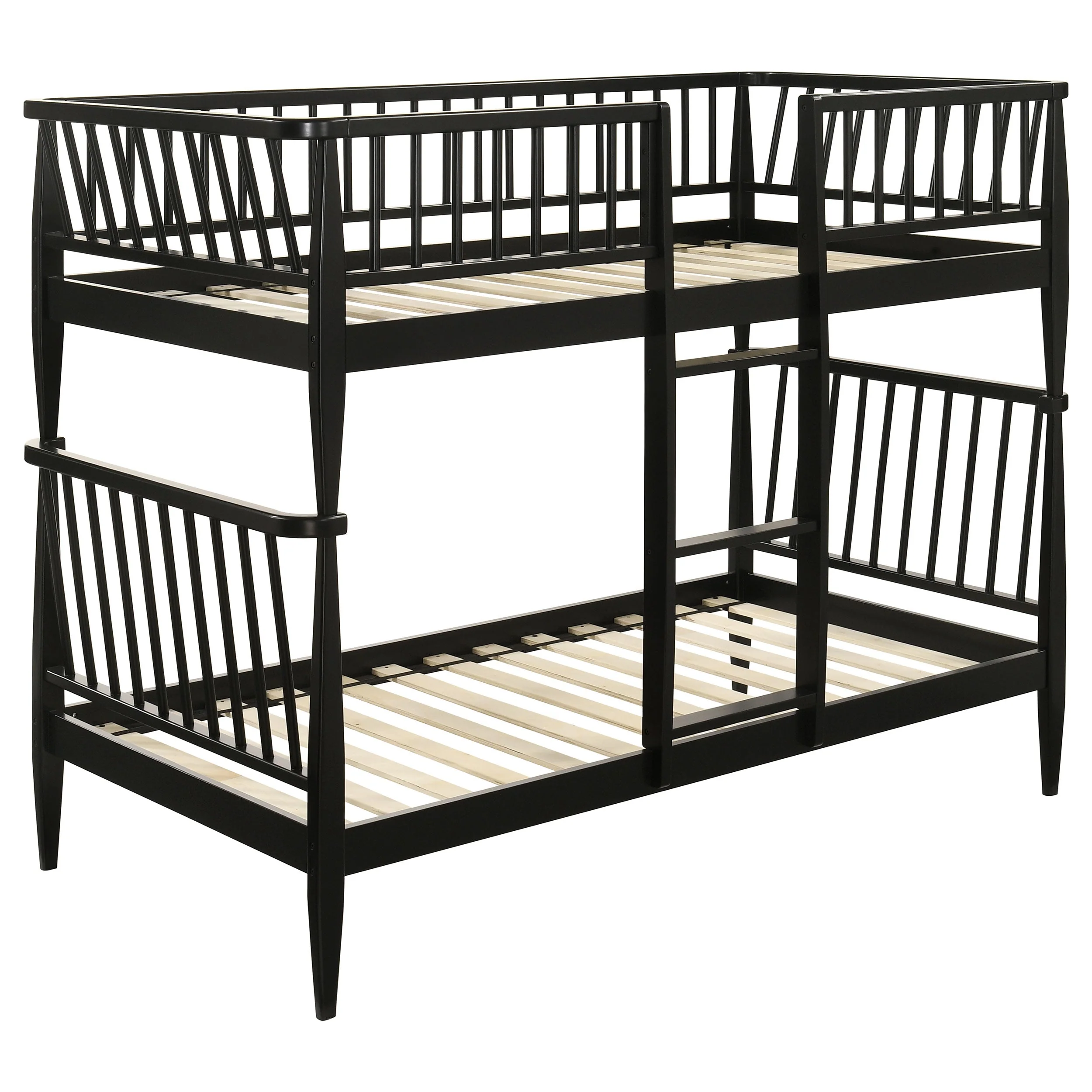 Abram Black Windsor Twin Over Twin Wood Bunk Bed with Ladder - Image 2