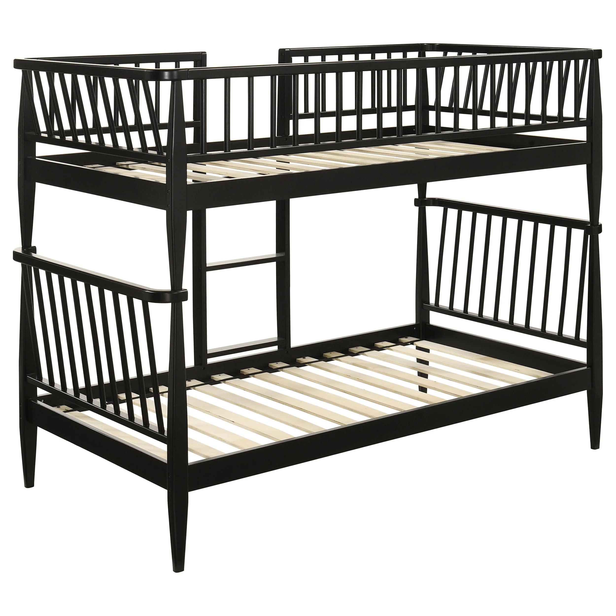 Abram Black Windsor Twin Over Twin Wood Bunk Bed with Ladder - Image 4