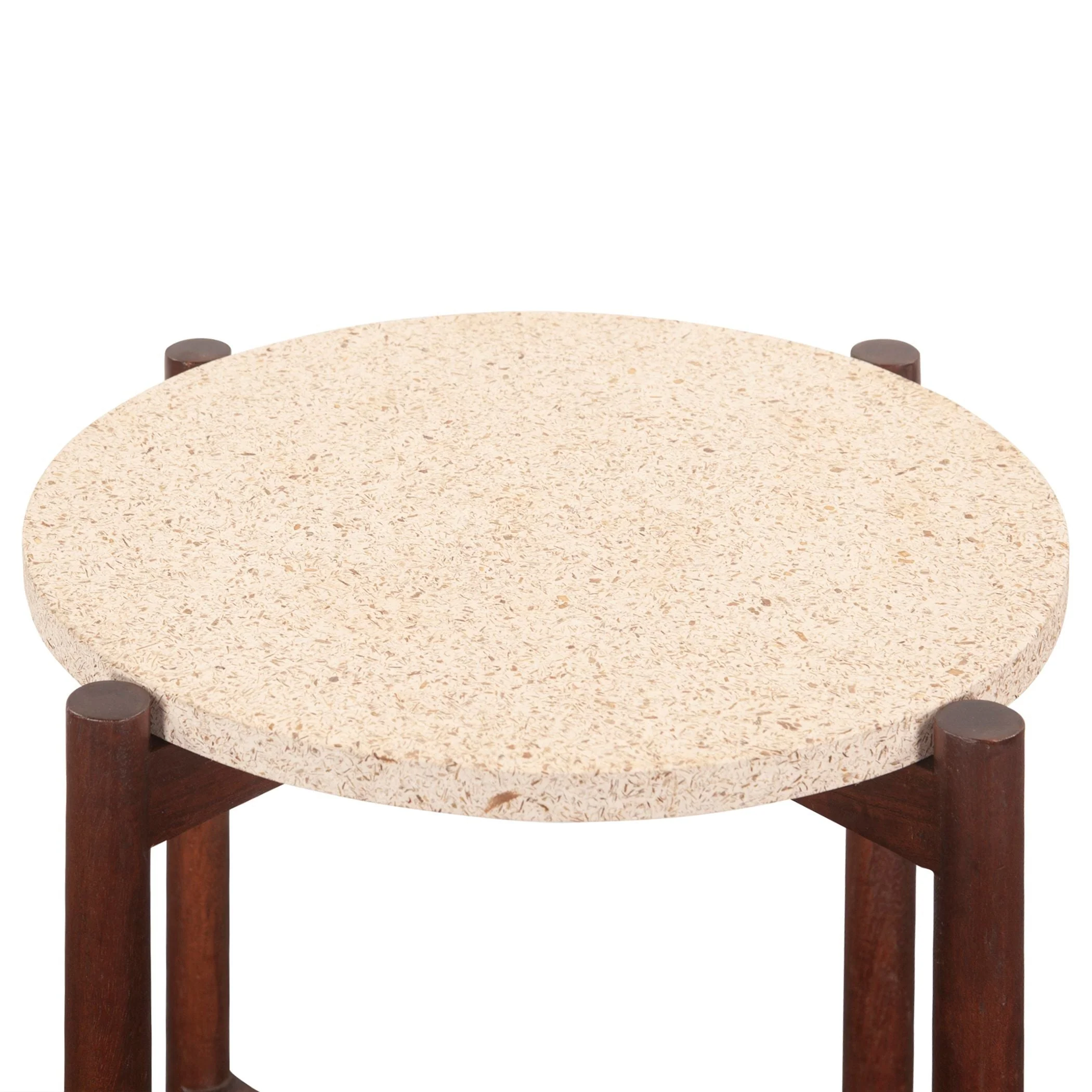 Abstract 18" Side Table with Casted Cement Top and Mango Wood Base - Image 4
