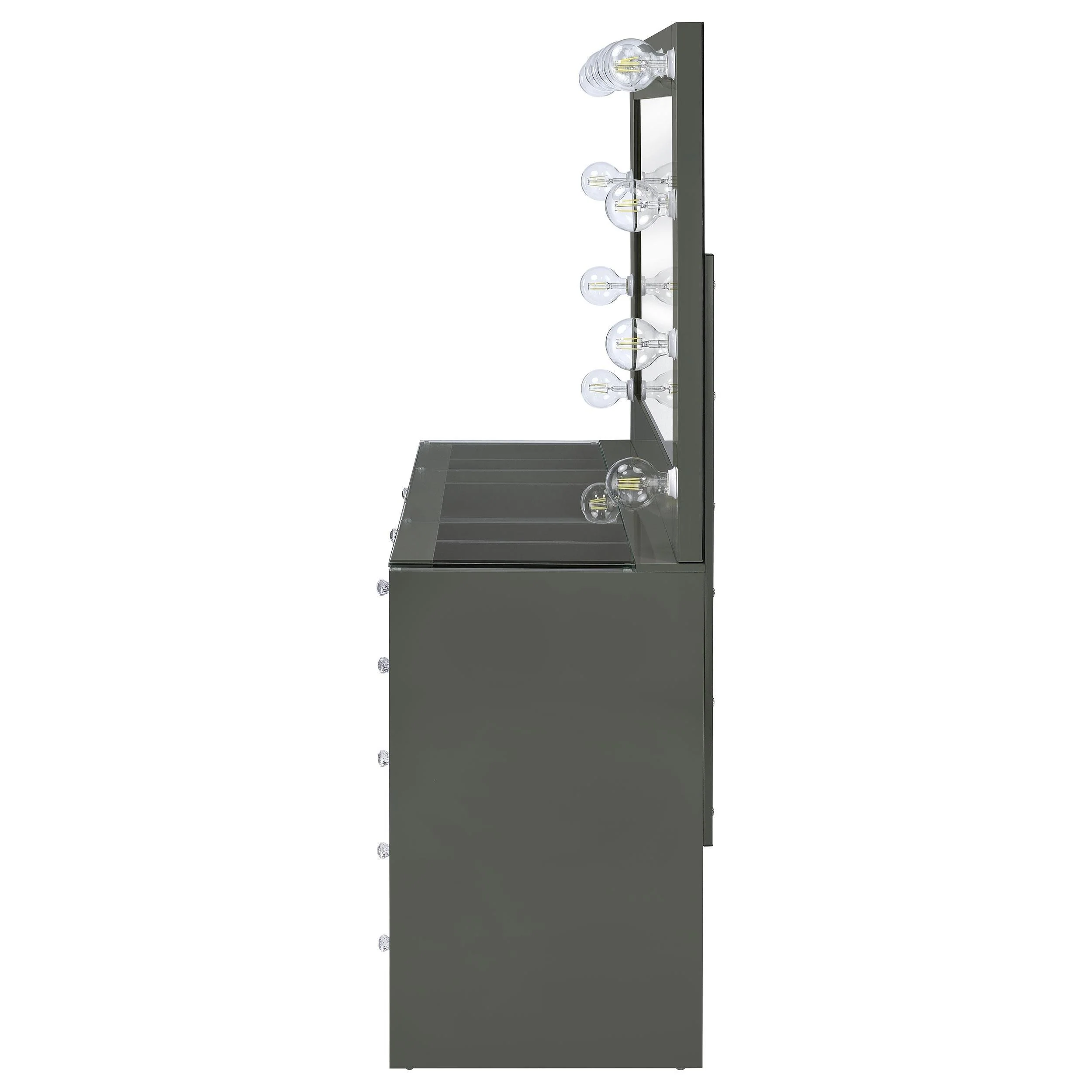 Acena Grey High Gloss 7-drawer Vanity Set with Lighting - Image 5