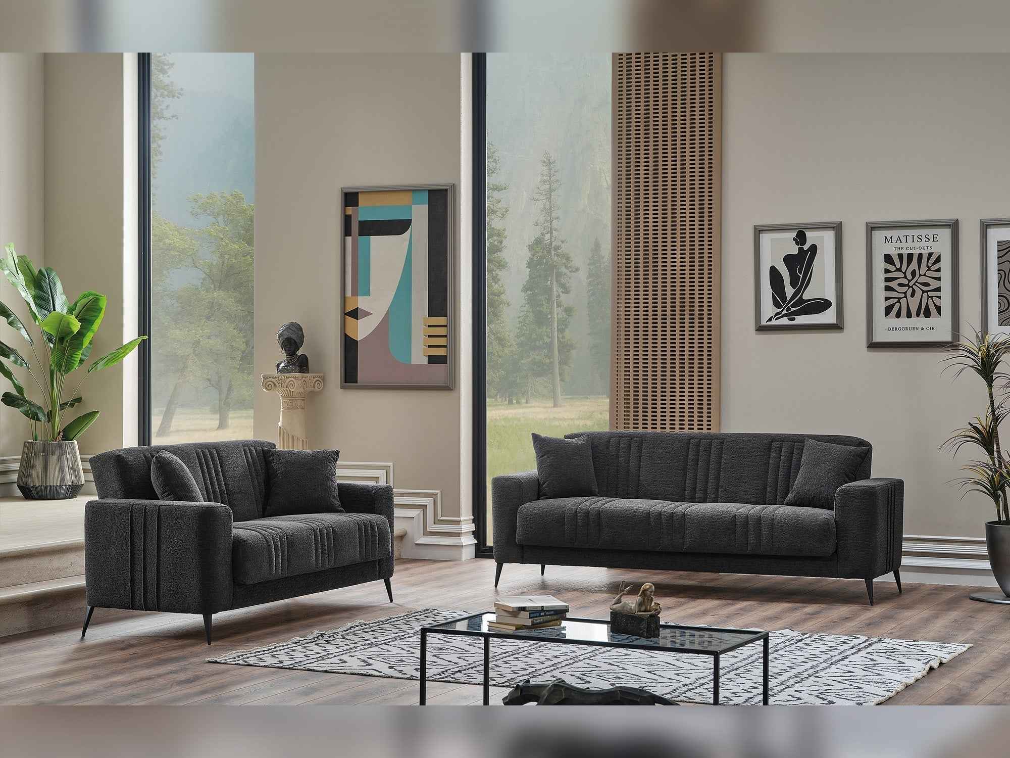 Adela Anthracite 3-pieces (Sofa & Loveseat & Chair) Living Room Set - Image 3