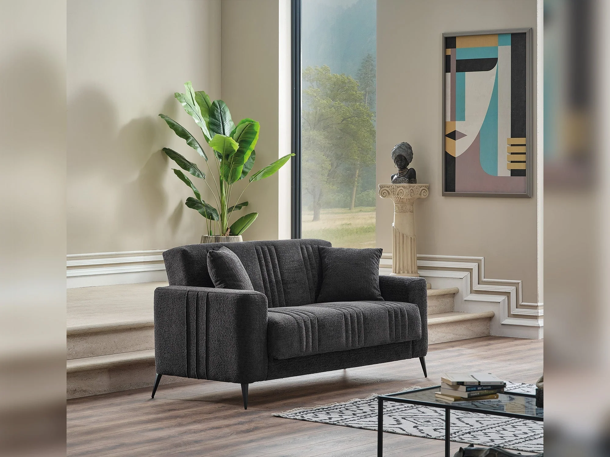 Adela Anthracite 3-pieces (Sofa & Loveseat & Chair) Living Room Set - Image 9