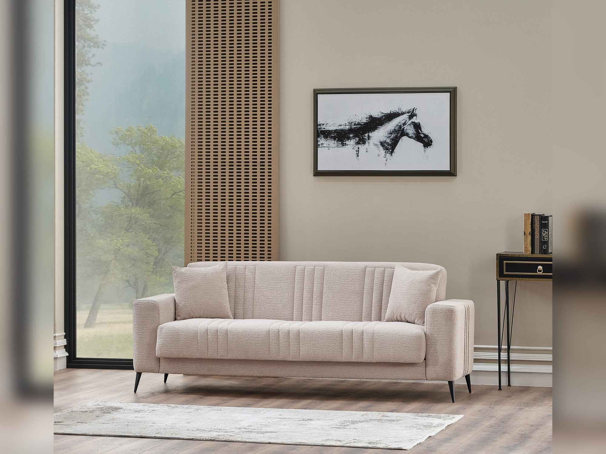 Adela Cream Convertible Sofa - Image 4
