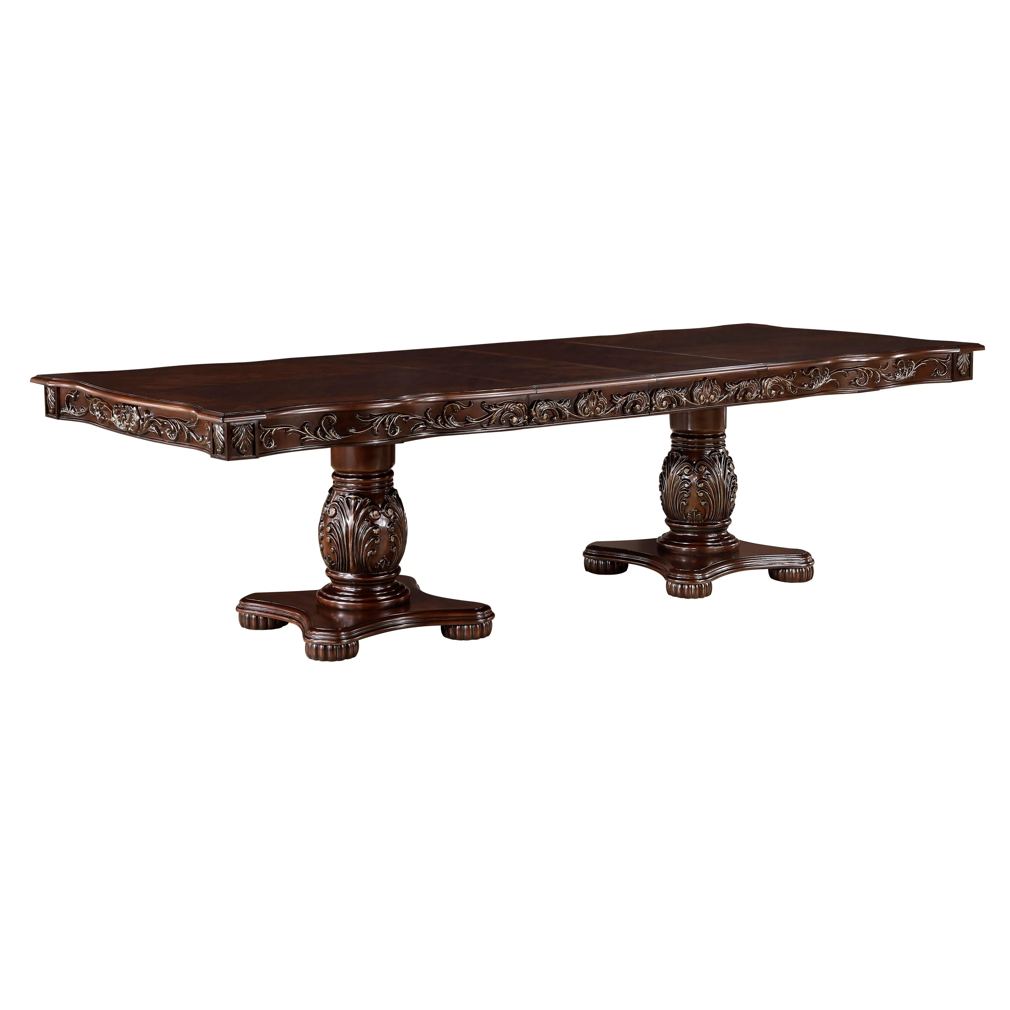 Adelina Cherry Double Pedestal Extendable Dining Table - Image 4