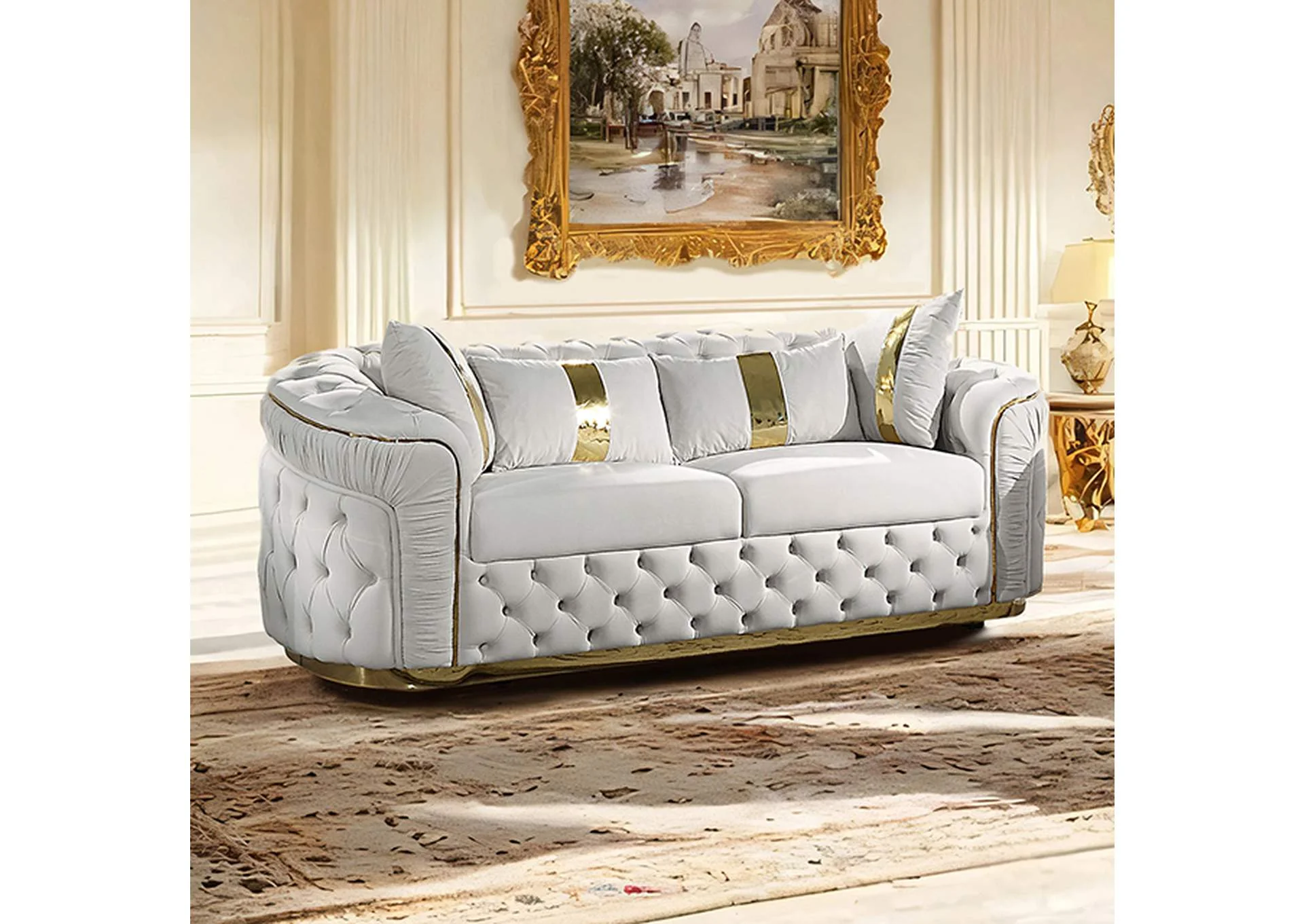 Adelpha Beige/Gold Sofa & Loveseat - Image 2
