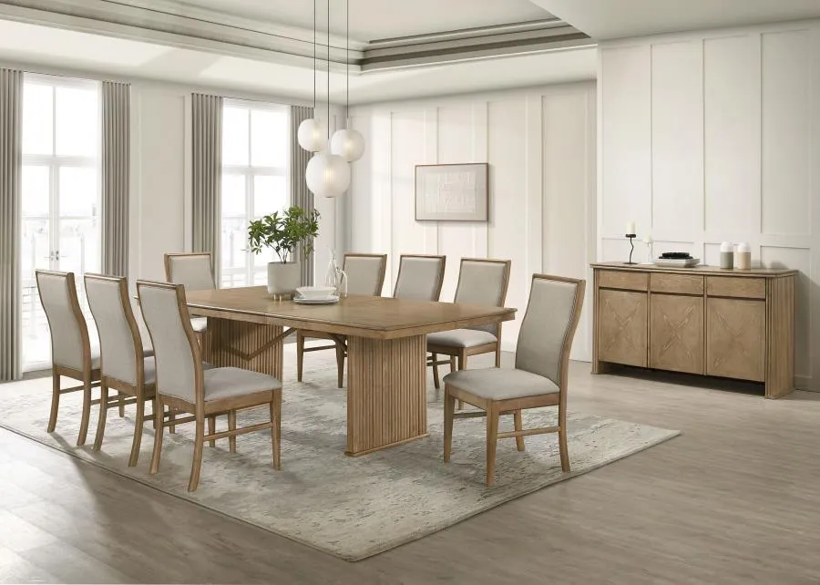 Adina Distressed Light Brown 10-Piece Extension Dining Set with Sideboard