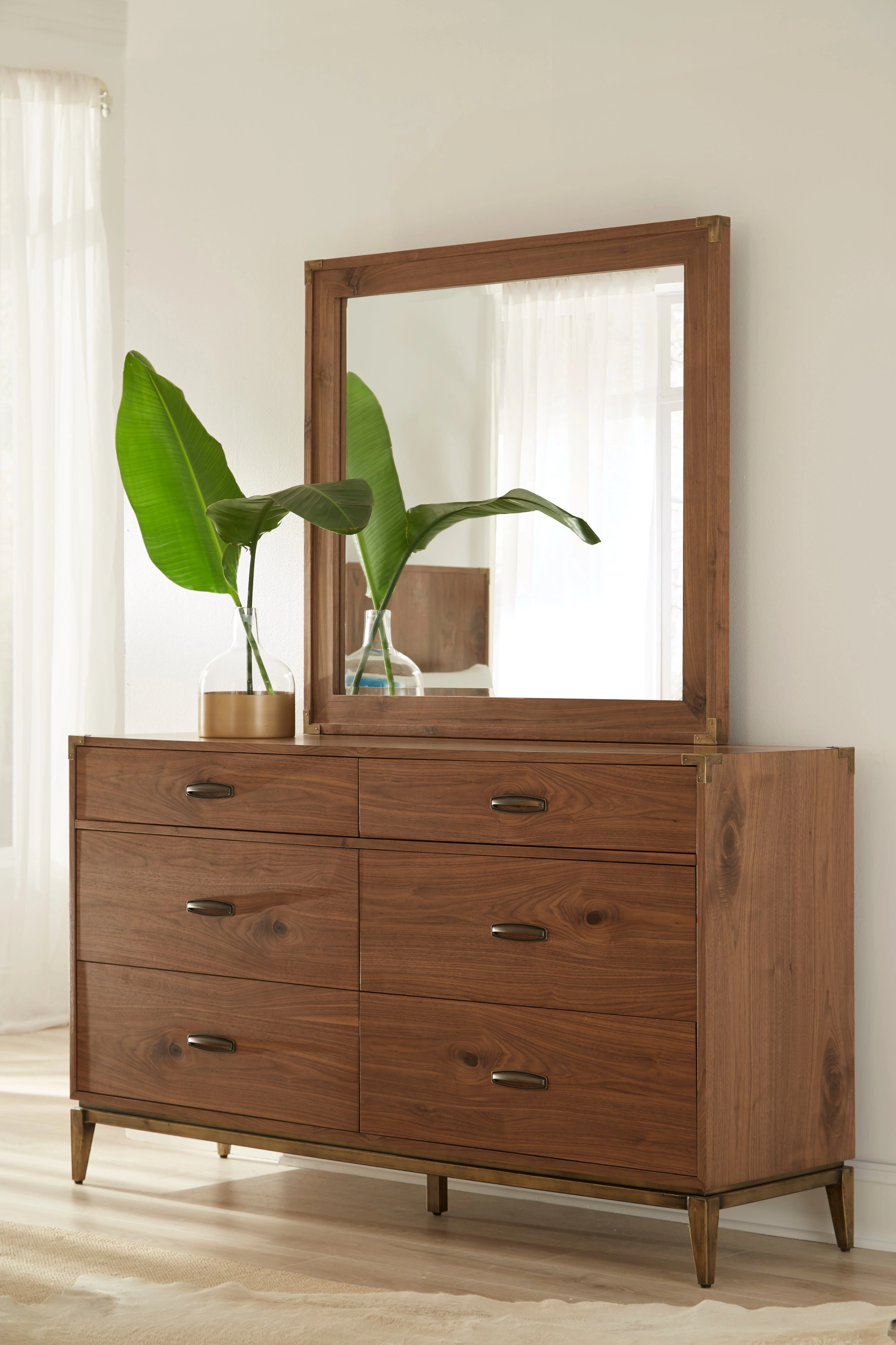 Adler Beveled Glass Mirror in Natural Walnut - Image 2
