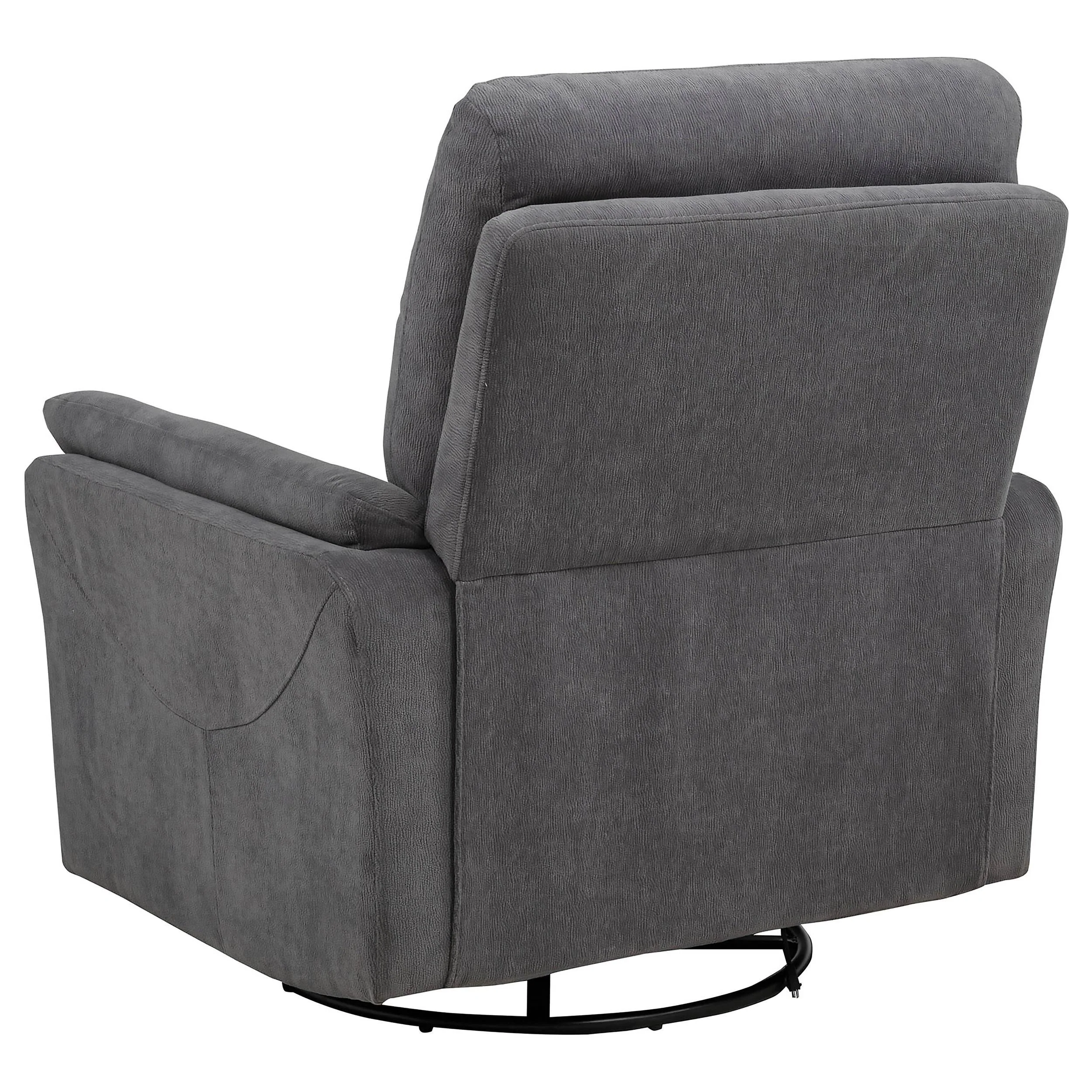 Adler Charcoal Gray Upholstered Power Swivel Glider Recliner - Image 7