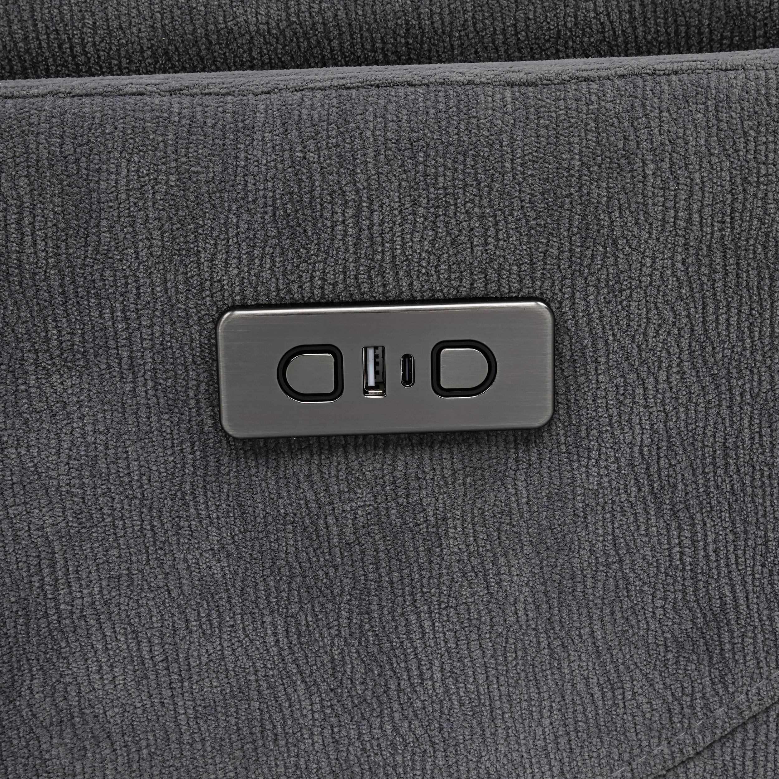 Adler Charcoal Gray Upholstered Power Swivel Glider Recliner - Image 9