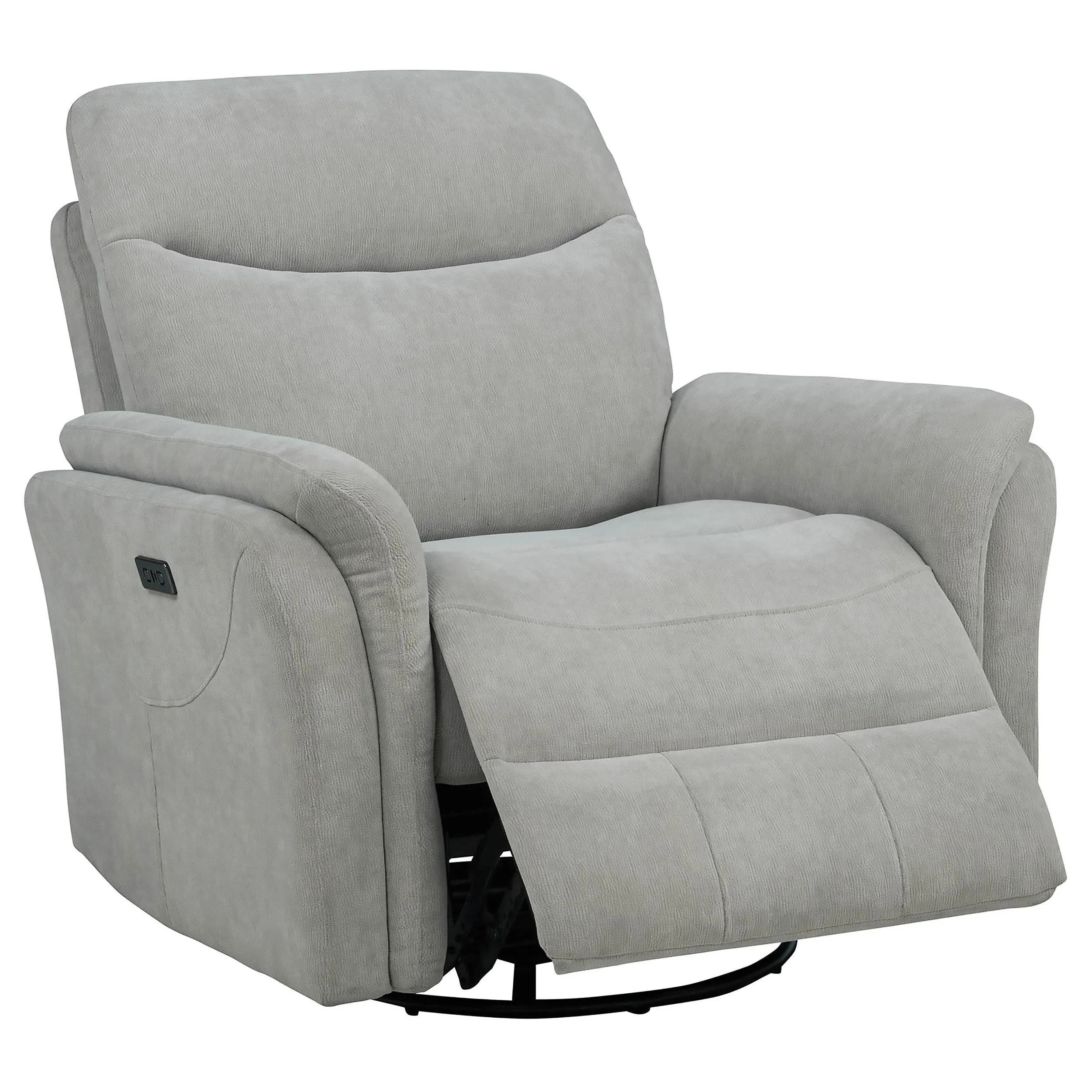 Adler Ivory Upholstered Power Swivel Glider Recliner - Image 3