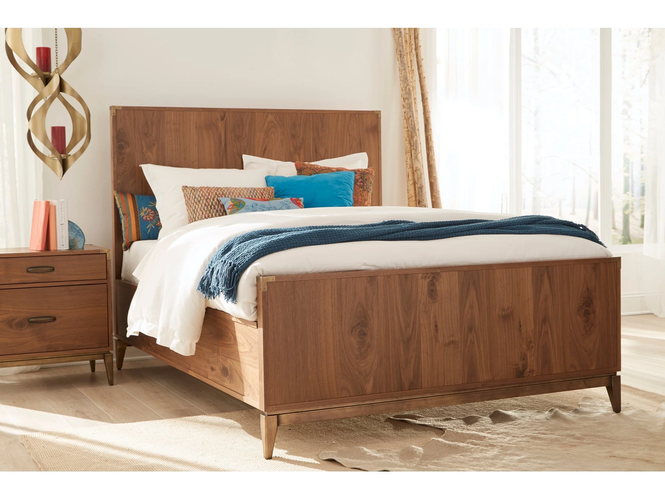 Adler Wood Queen Panel Bed in Natural Walnut